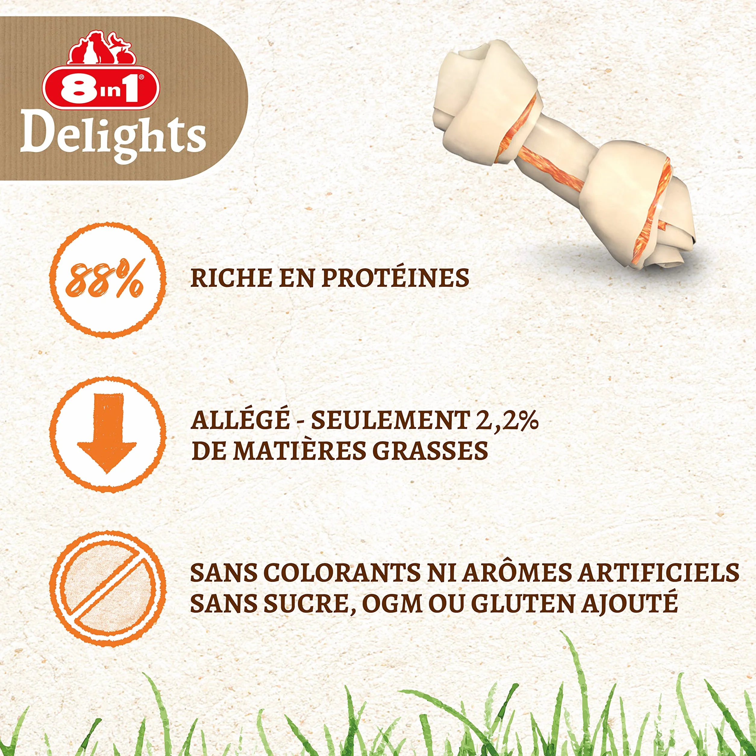 8in1 Delights XS Os à Mâcher garnis de poulet pour Chien de Petite Taille - 7 pièces