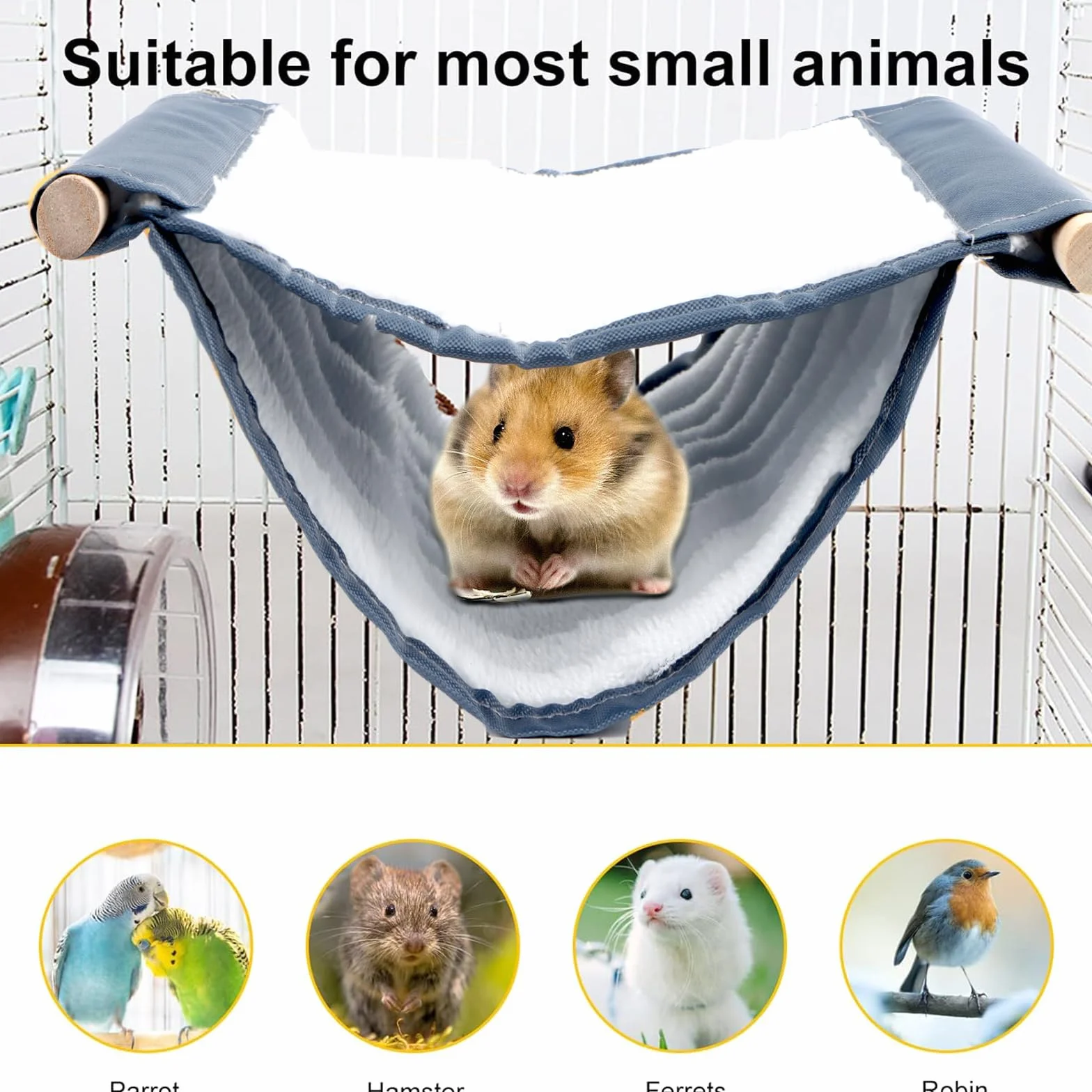 Hamac suspendu pour oiseaux Nid d'oiseau Cage accessoires Jouet Lit superposé gris