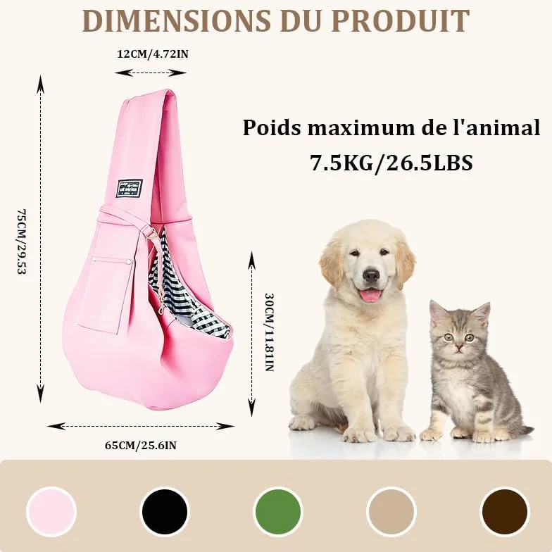 Dog Sling Carrier for Small Dogs and Cats Up to 16.5 Lbs Khaki