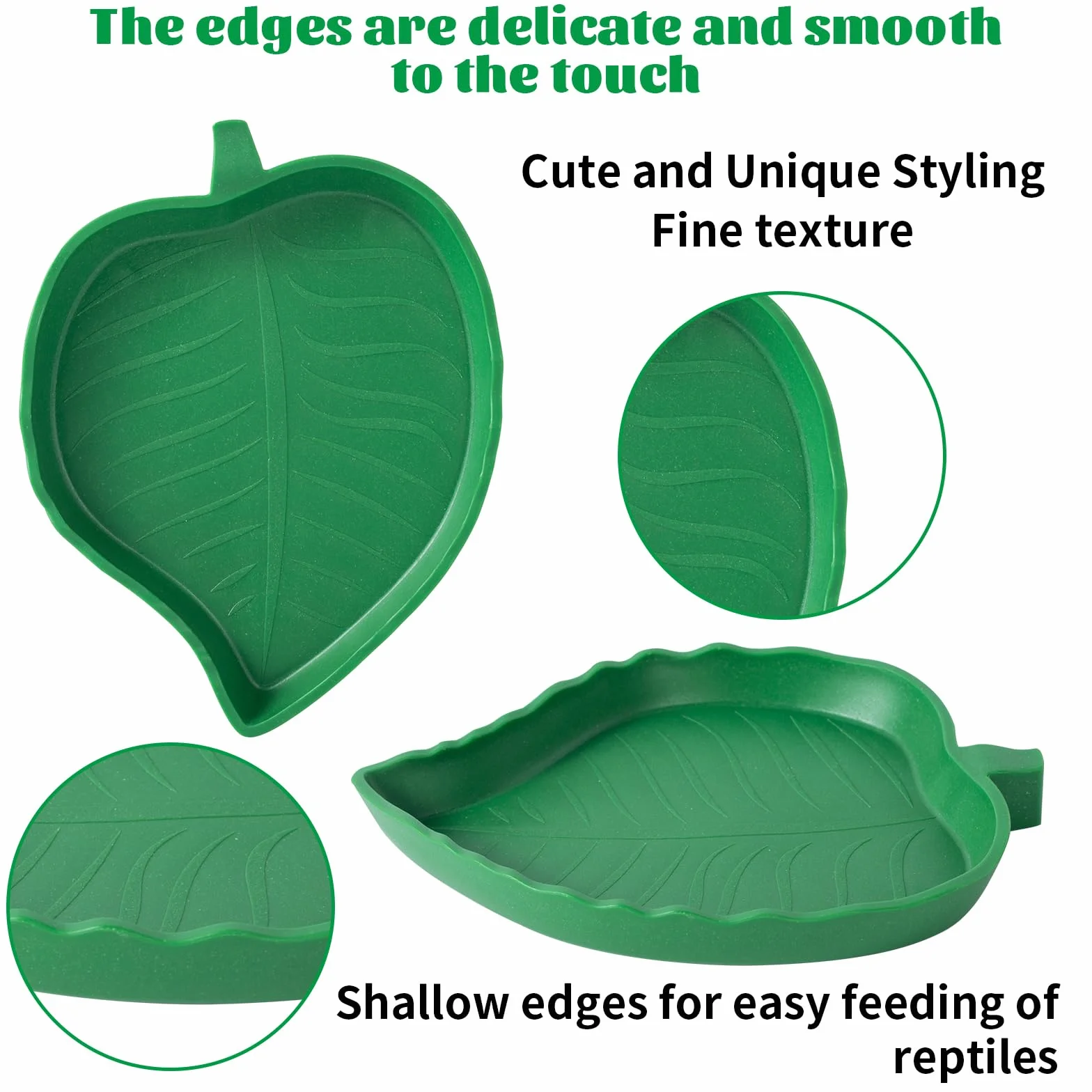 Plat Forme de Mangue et Feuille Bols Nourriture Plastiques pour Reptiles Lézards Escargots Facile à Nettoyer, 4 Tailles