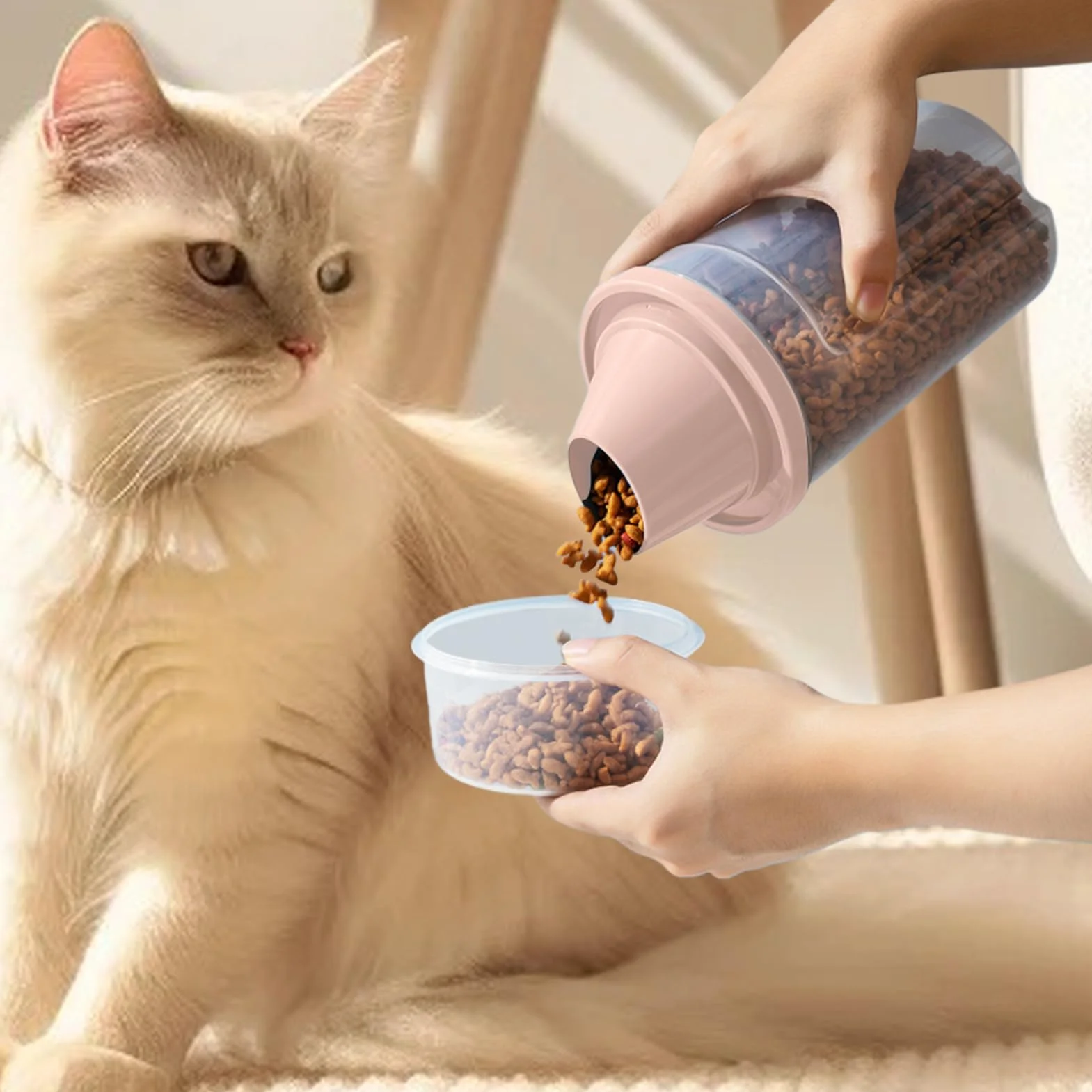 Distributeur De Nourriture Pour Chien – Grande Mangeoire Transparente, Stockage D'alimentation Pour Animaux De Compagnie, Support De Croquettes Sèches, Fourniture De Repas De Voyage, Conception De Pot