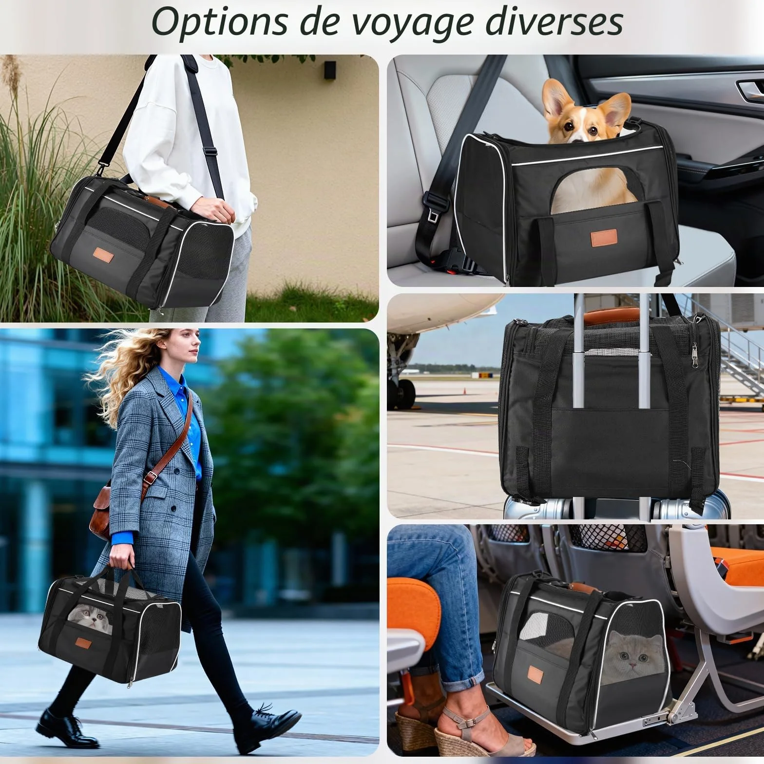 Transporteur pour Chat,Boîte de Transport pour Chat et Chien, Pliable avec bandoulière,Caisse de Transport Chat Respiran,Chats de Grande Taille et Moyenne jusqu'à 9 kgour