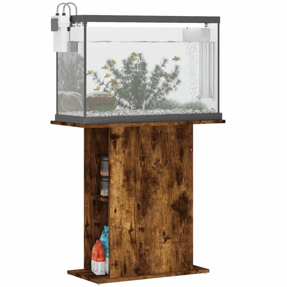 Support d'aquarium chêne fumé 75x36x72,5 cm bois d'ingénierie 17.92KG