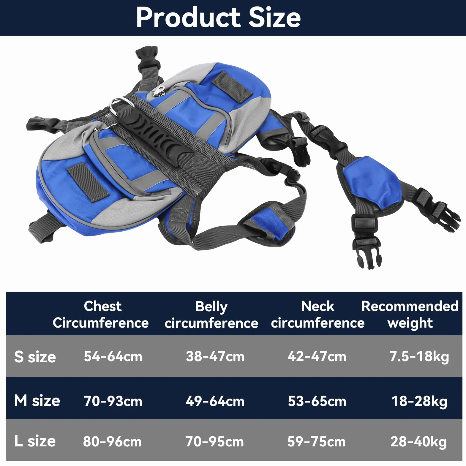 Sac à Dos Chien Cyrank Doggy Backpack Harnais Randonnée Camping Saddle Bag Réfléchissant Grands Chiens