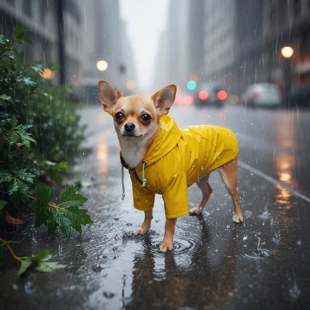 Morezi Imperméable Chien Fermeture à glissière étanche Pluie eau Cordon Serrage réglable Poche XS XXL Jaune
