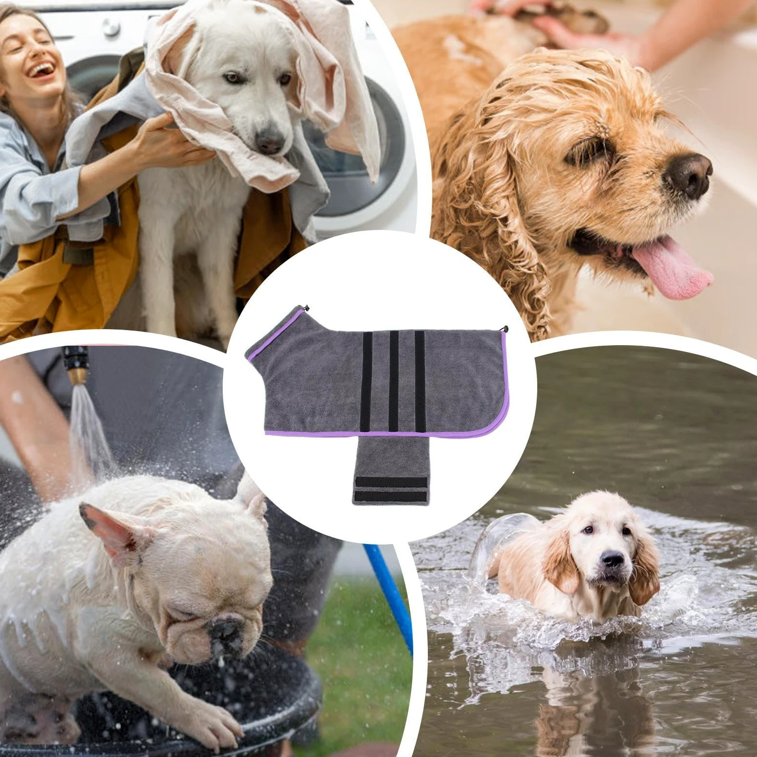 Peignoir Séchant pour Chien Serviette en Microfibre Douce à Séchage Rapide | Robe De Bain Pour Chien Idéal pour le Toilettage à la Maison, les Voyages, l'Hiver, la Baignade, les Jours de