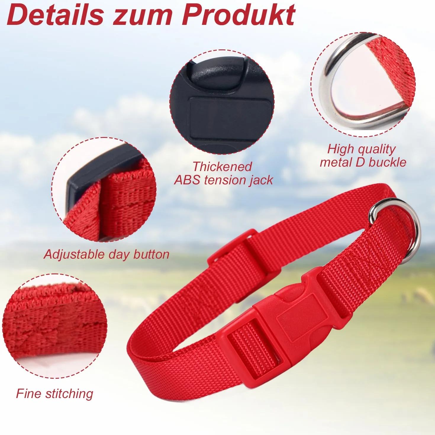 Lot de 5 colliers de chèvre avec clochettes réglables multicolores pour petits animaux de ferme 40-55 cm