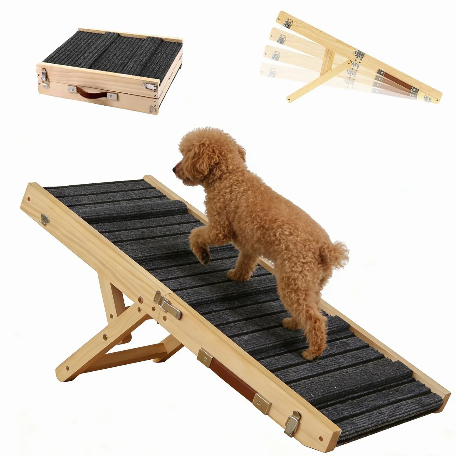 Rampe pour Chien en Bois, Pliable Rampe pour Chien Voiture, Escalier Adjustable, pour Lit & Canapé pour Grands Chiens