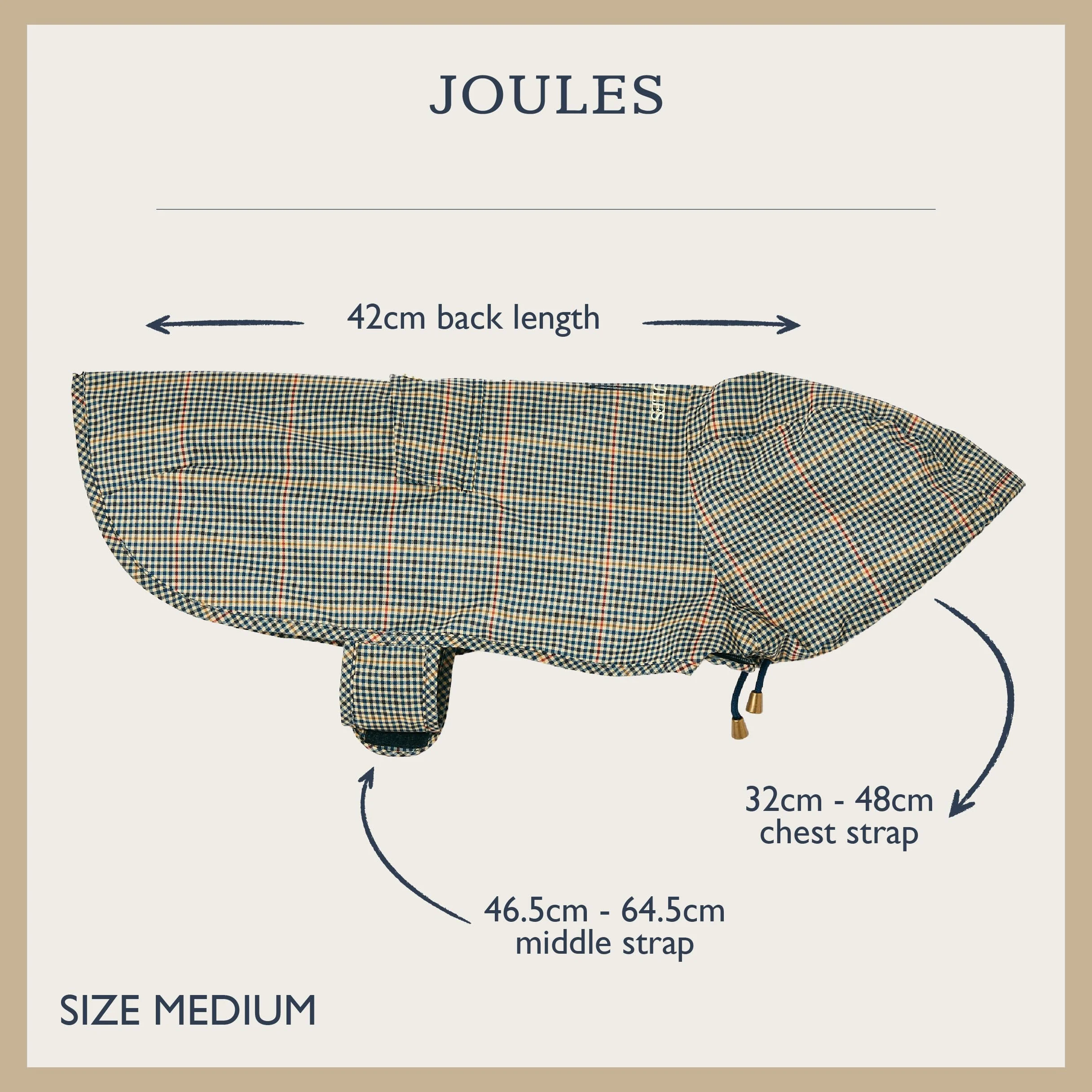 Rosewood Joules Henson Veste Pliable à Carreaux pour Chiens de Taille M, Lavable, légère et Portable, imperméable et imperméable pour Chiens de Taille Moyenne