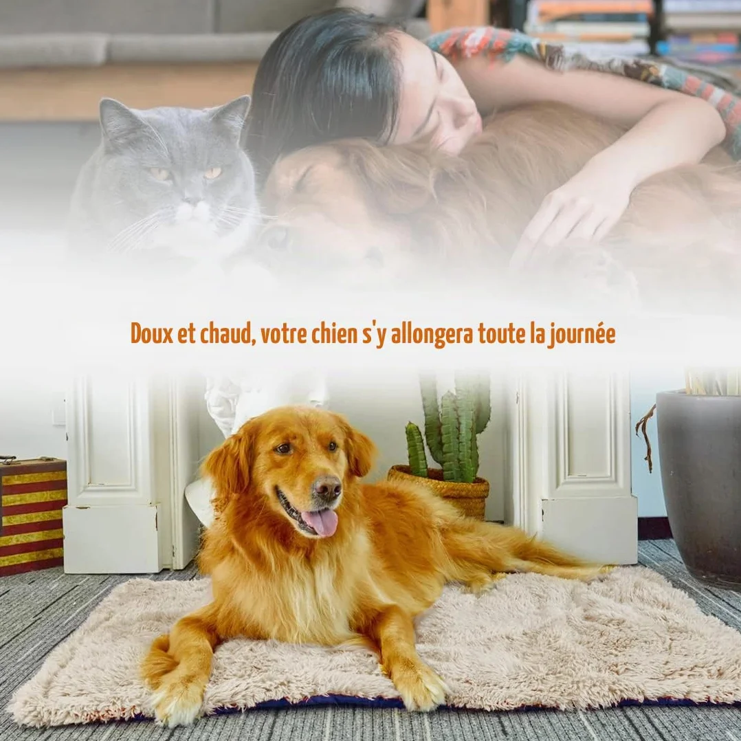 Matelas pour Chien Réversible Lavable 110x70cm Bleu