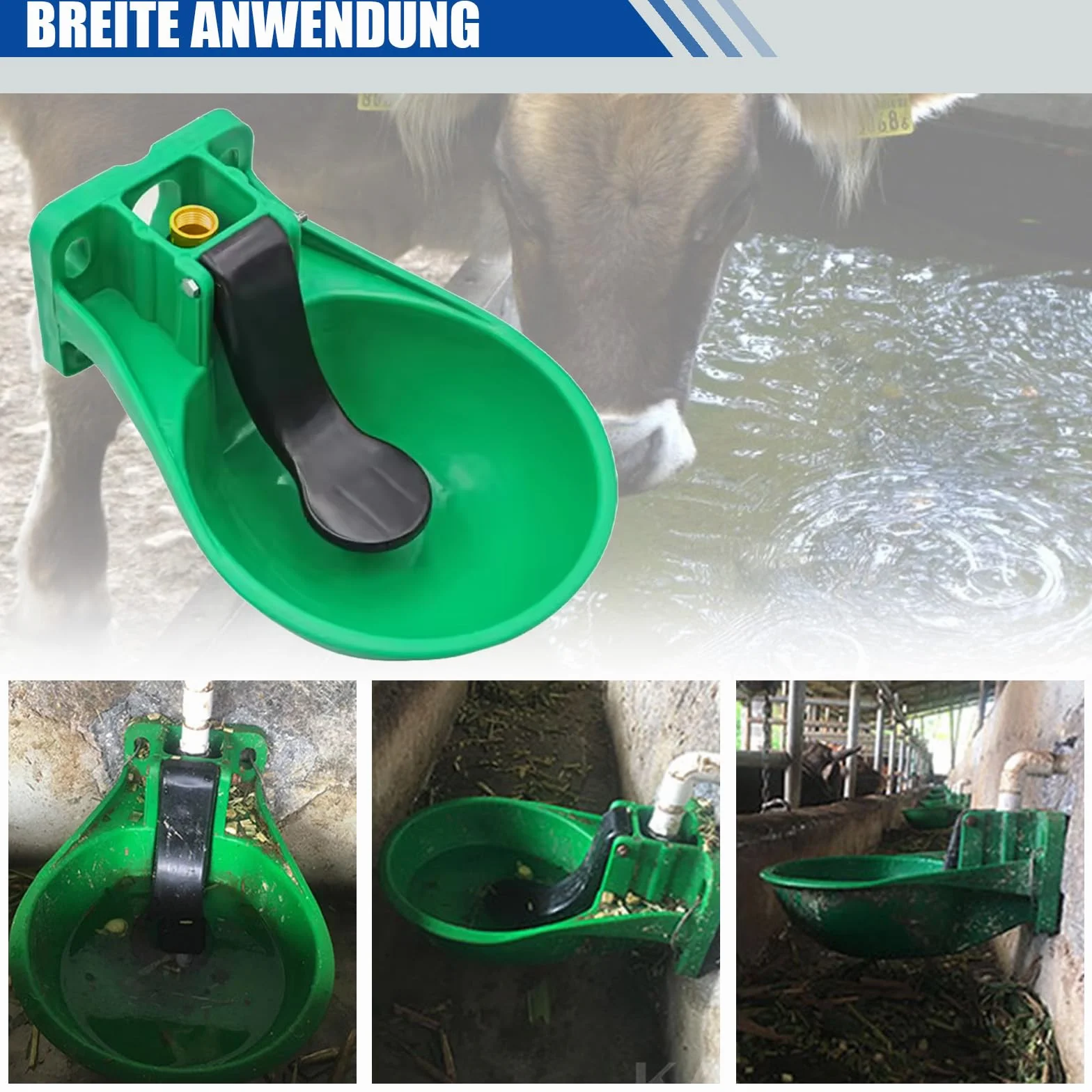 Abreuvoir Automatique pour Chevaux et Bovins avec Languette à Pression, Vert