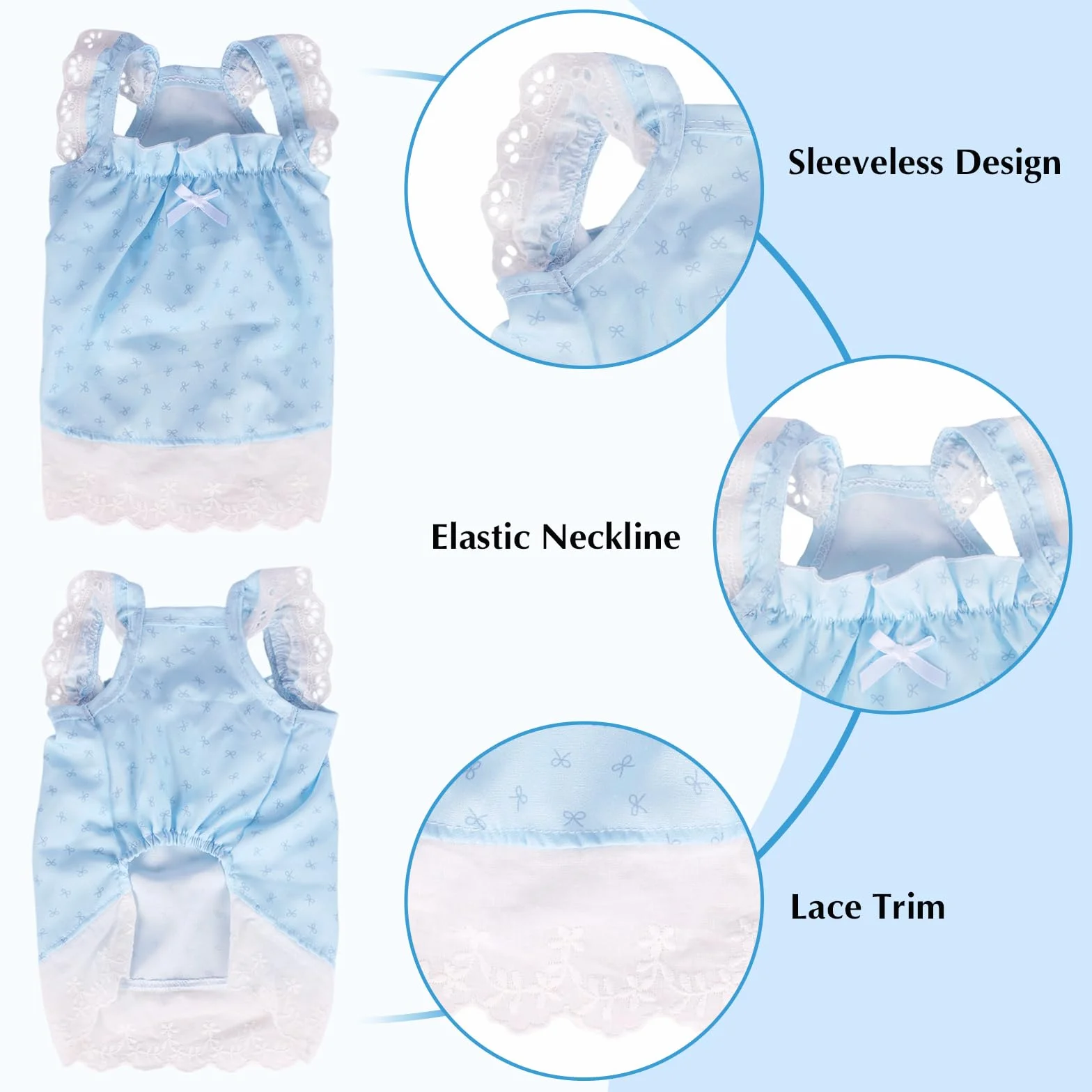 Lot de 2 Robes pour Chien, Vêtements d'Été Imprimé Floral Taille XS, Chemises à Volants pour Petits Chiens, Bleu et Rose