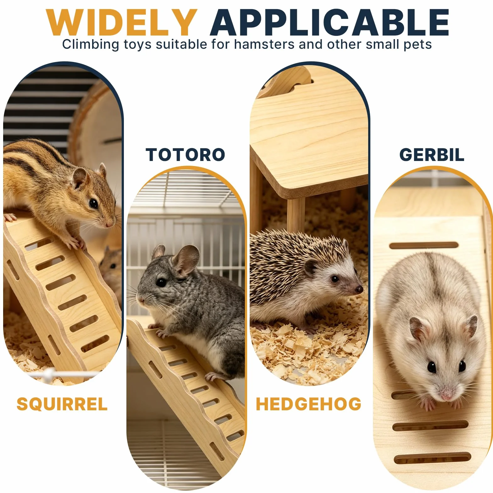 Plateforme en Bois pour Hamster avec Échelle d'escalade et Tunnel, Set Plateforme pour Petit Animal de Compagnie, Hamster Russe Doré Syrien Nain, Jouet à Mâcher Accessoire Cage