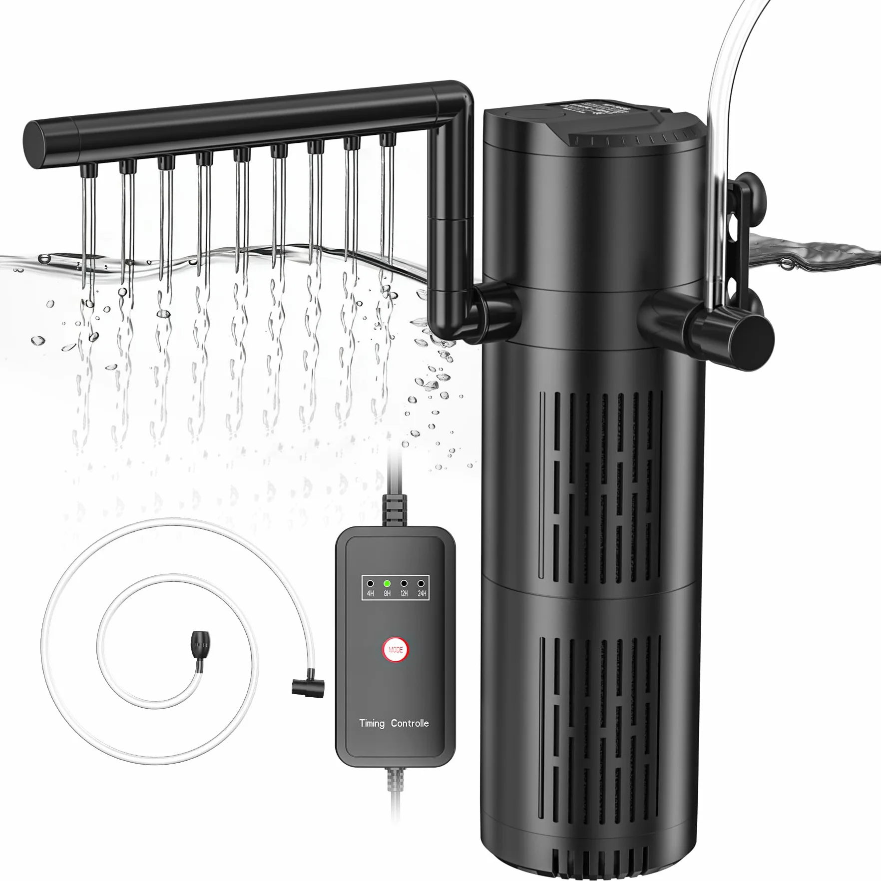 Forever Speed Filtre d’Aquarium Interne 5‑en‑1 avec Pompe UVC 6W 800L/H pour Aquariums 60-150L