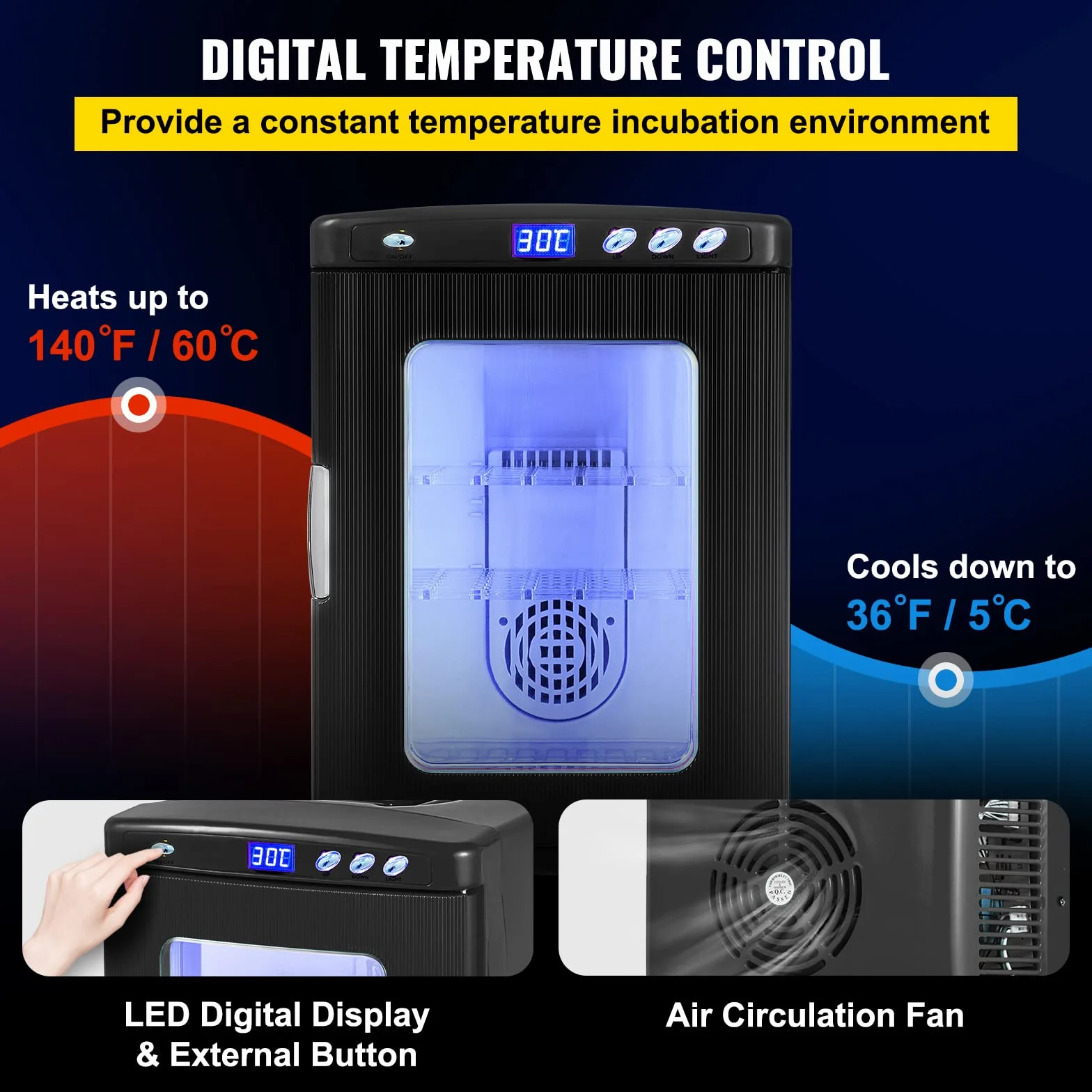 Incubateur 25L Automatique 5°-60°C pour Reptiles Amphibiens