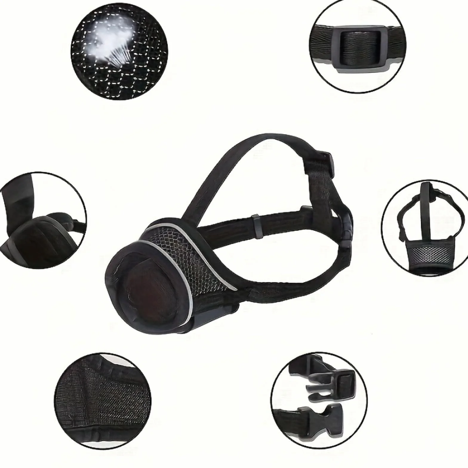 Muselière Chien Réglable en Nylon Reflectif, Soft et Confortable avec Système d'ajustement pour Petits Chiens, Idéale pour Promenades et Entraînement