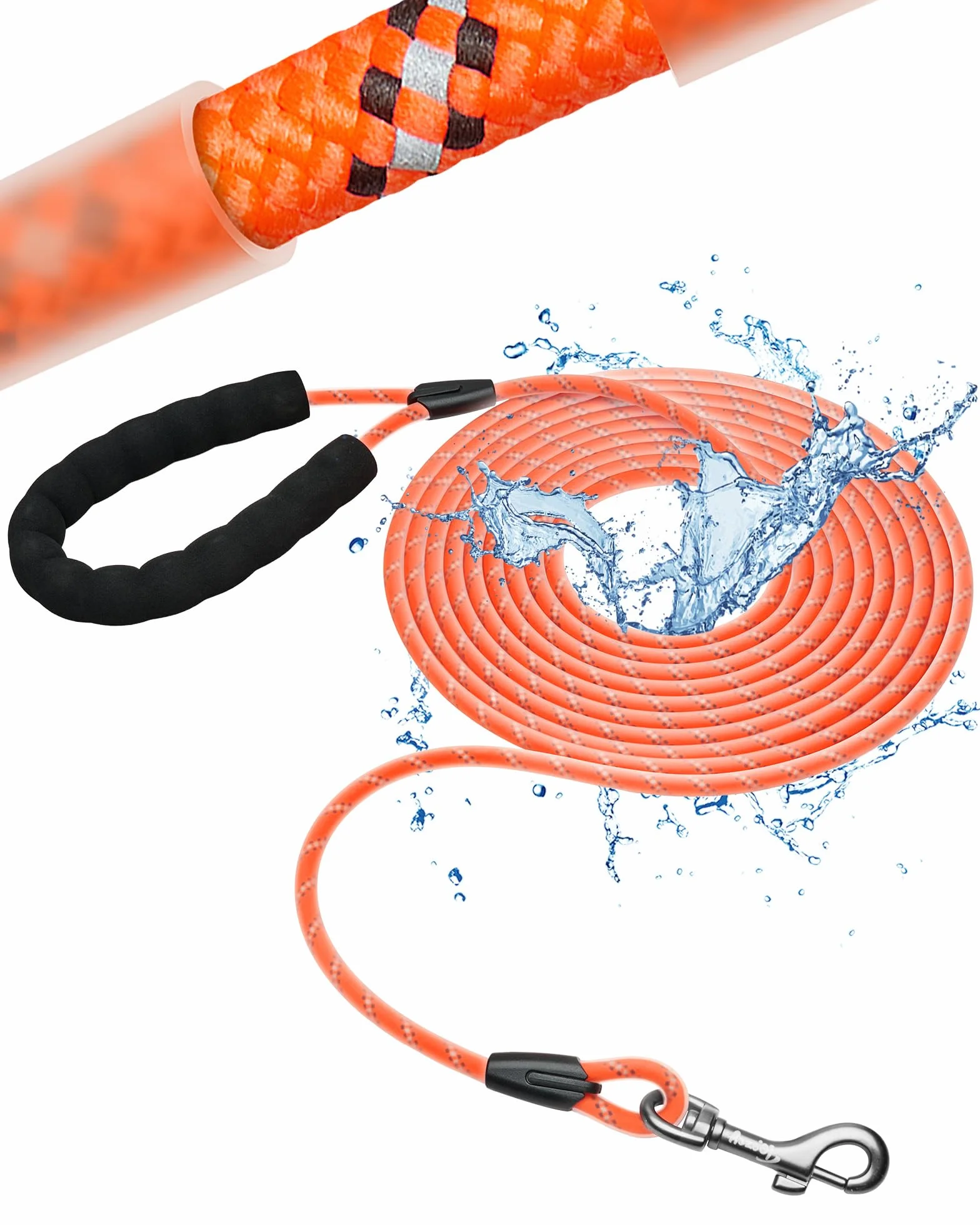 Laisse pour Chien - Imperméable et réfléchissante pour la sécurité - Légère, Solide et Robuste - Laisse d'entraînement avec dragonne - 5m/10m/15m/20m pour Petits, Moyens et Grands Chiens
