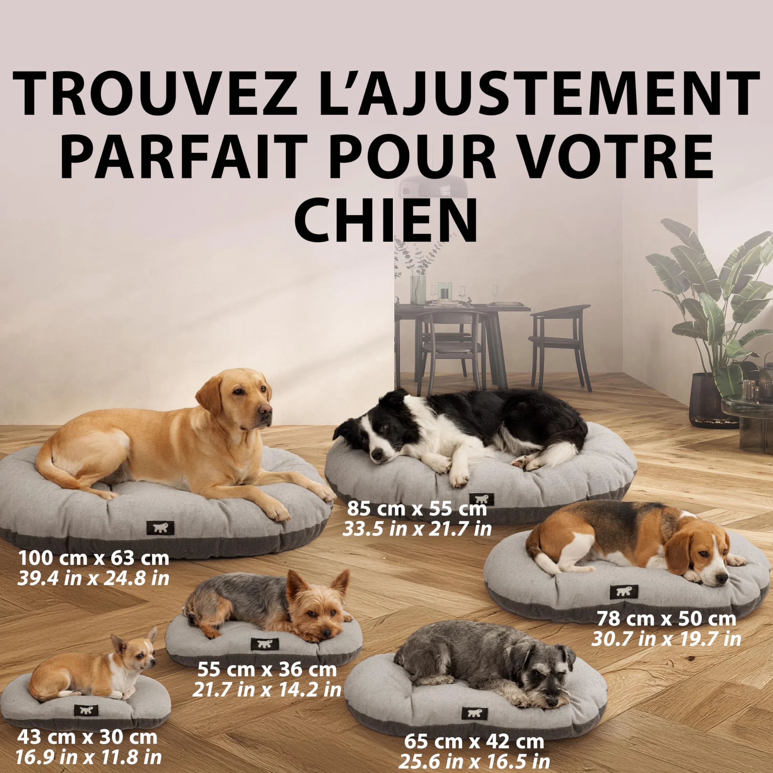 Ferplast Panier Chat Lavable Tapis Chien 55x36 cm Gris