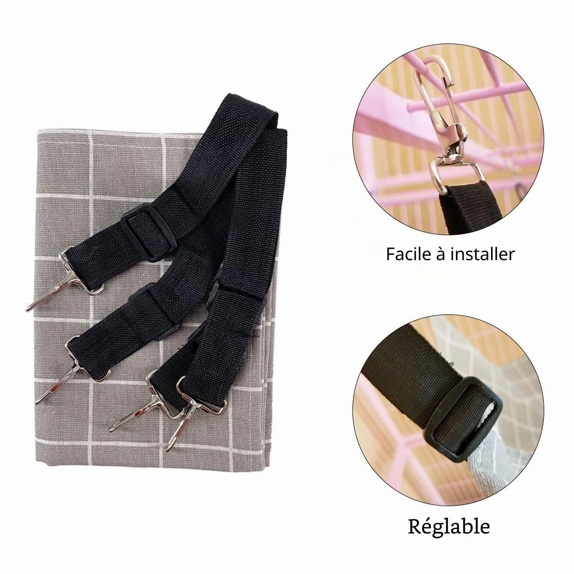 Hamac pour chat, cage pour animaux de compagnie, bretelles réglables, convient aux animaux pesant jusqu'à 9 kg (57 x 47 cm)