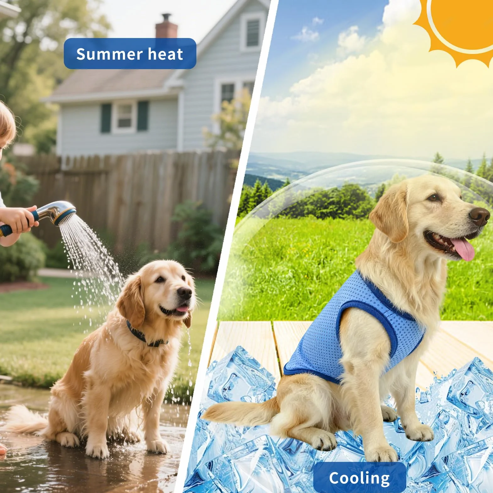 Veste de Refroidissement pour Chien Respirante été, Gilet Rafraichissant Chien, Style sans Manches Frais et Confortable, Manteau Rafraichissant pour Chien, Accessoires Généraux (XL)