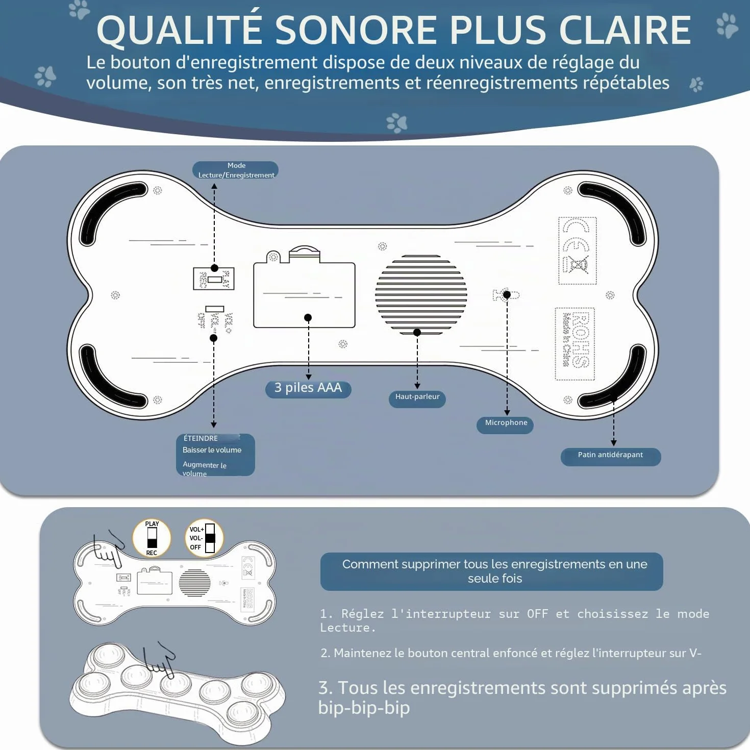 7 en 1 Boutons pour Chien,Boutons de Dressage pour Chien Boutons de Communication pour Chien,Boutons parlants pour Chien,Entraînement des Animaux de Compagnie - Bouton pour la Communication