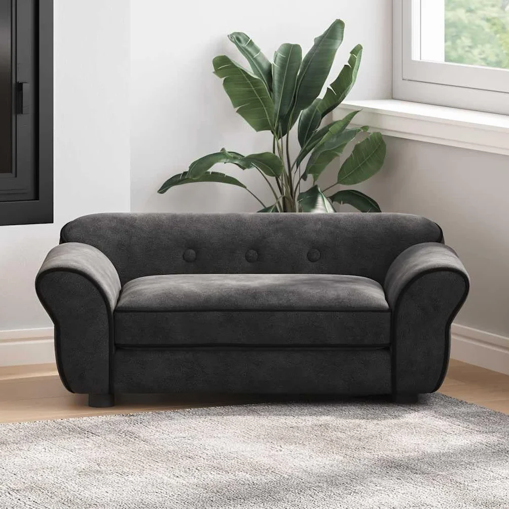 vidaXL Canapé pour Chien Noir 72x45x30 cm Peluche