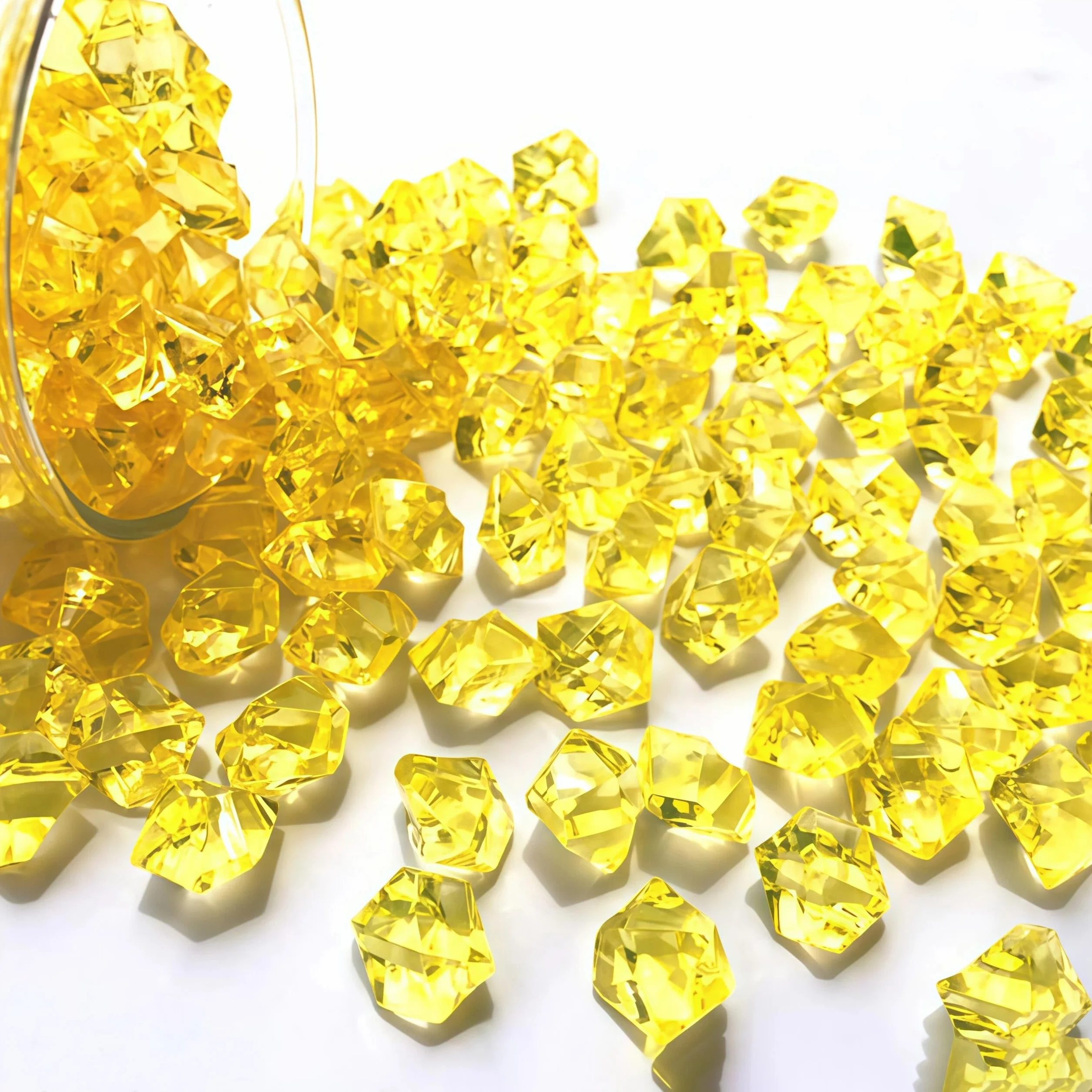 Lot de 200 pierres précieuses en acrylique jaune pour décoration