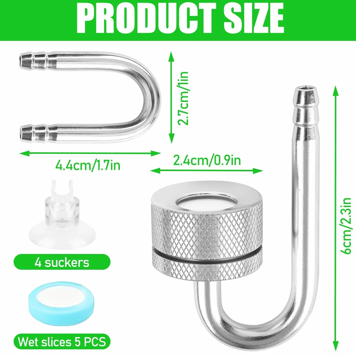 Diffuseur de CO2 pour aquarium avec ventouses et U-Pipe