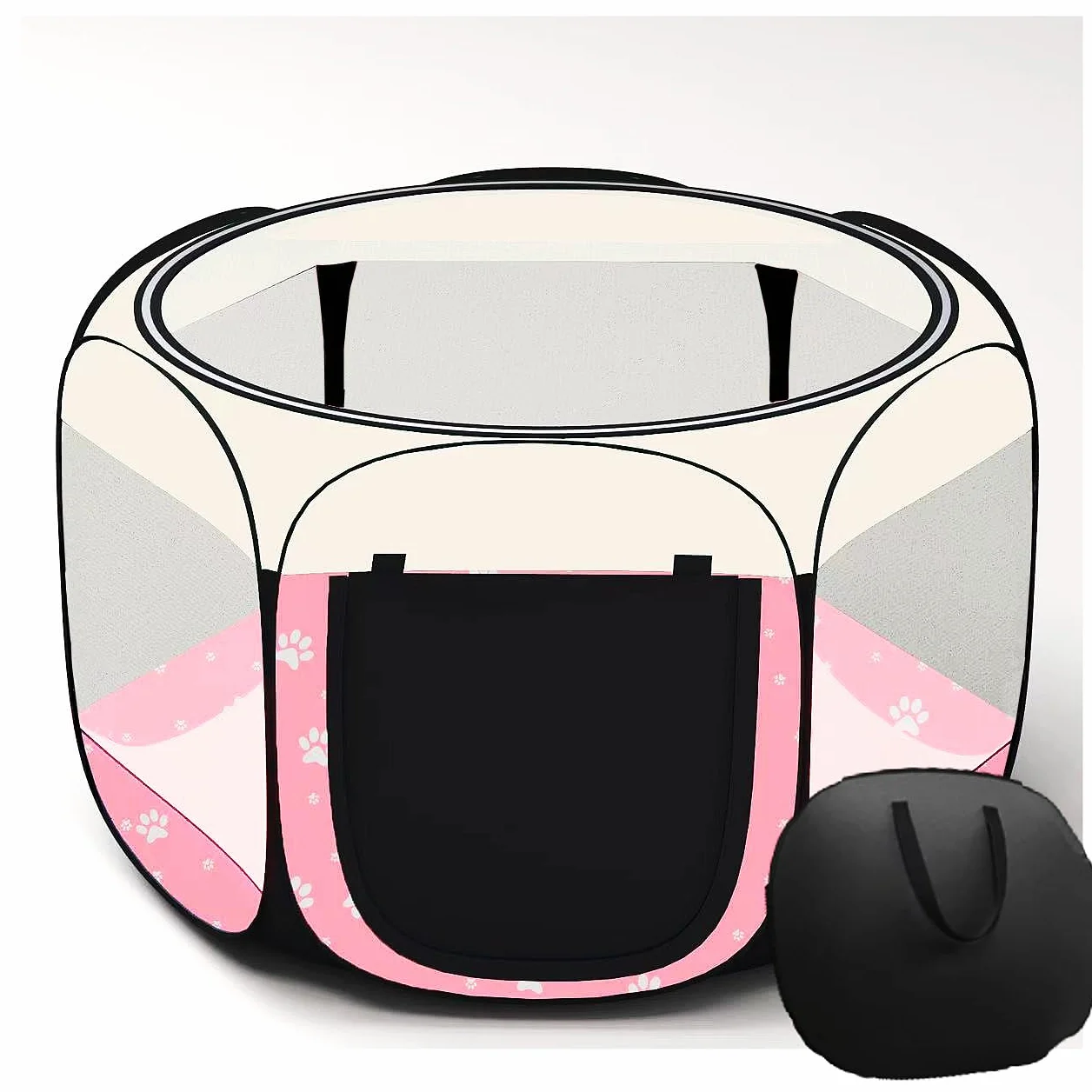 Parc Portable Pliable pour Animaux de Compagnie Cage Chat Tente Chiot Rose L