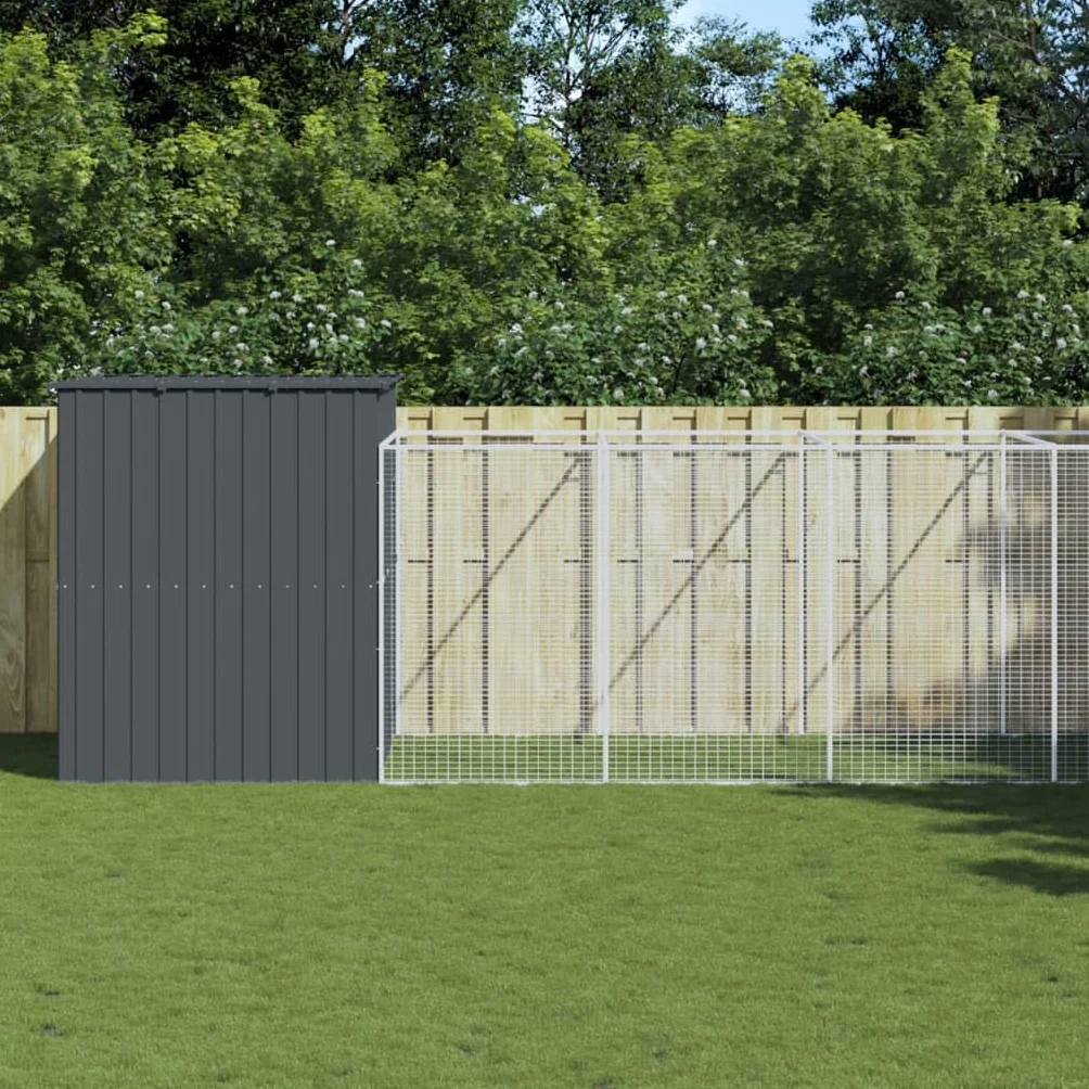 VidaXL Cage pour Chien avec Cour Anthracite 214x1069x181 cm
