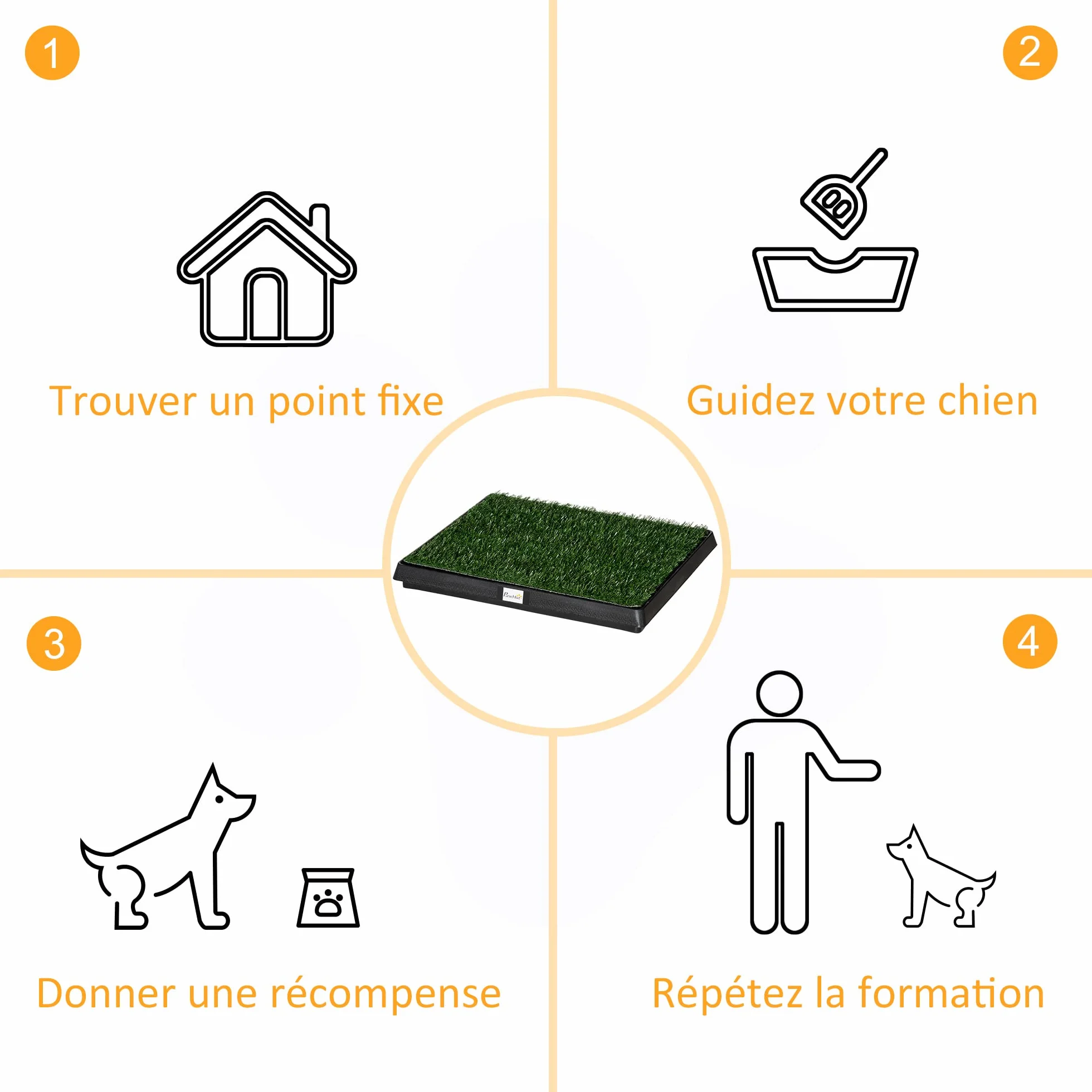 PawHut Litière pour Chien Gazon Synthétique Toilettes Portables 63x51x6 cm Noir Vert