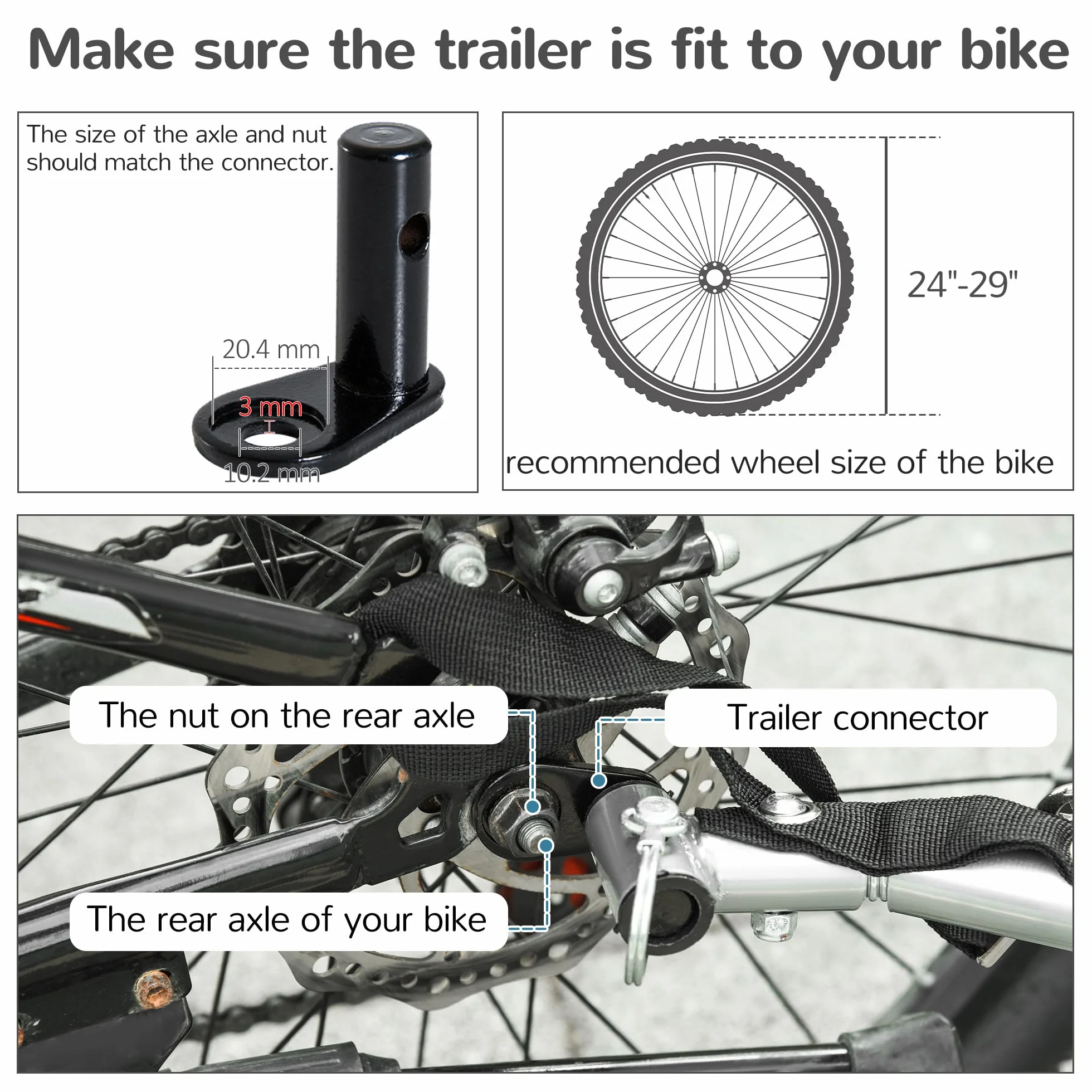 HOMCOM Remorque vélo Jogger 2 en 1 pour Animaux, Roue Avant pivotante, Réflecteurs, Barre d'attelage, Rouge Noir