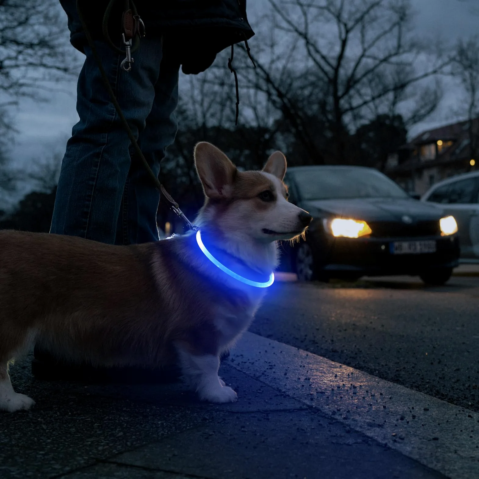 Collier de Chien LED Light Up Collier de Chien Rechargeable USB étanche, Bande de Chien de Nuit avec 3 Modes Lumineux, Rend Votre Chien Visible, sûr et vu (Black, s)