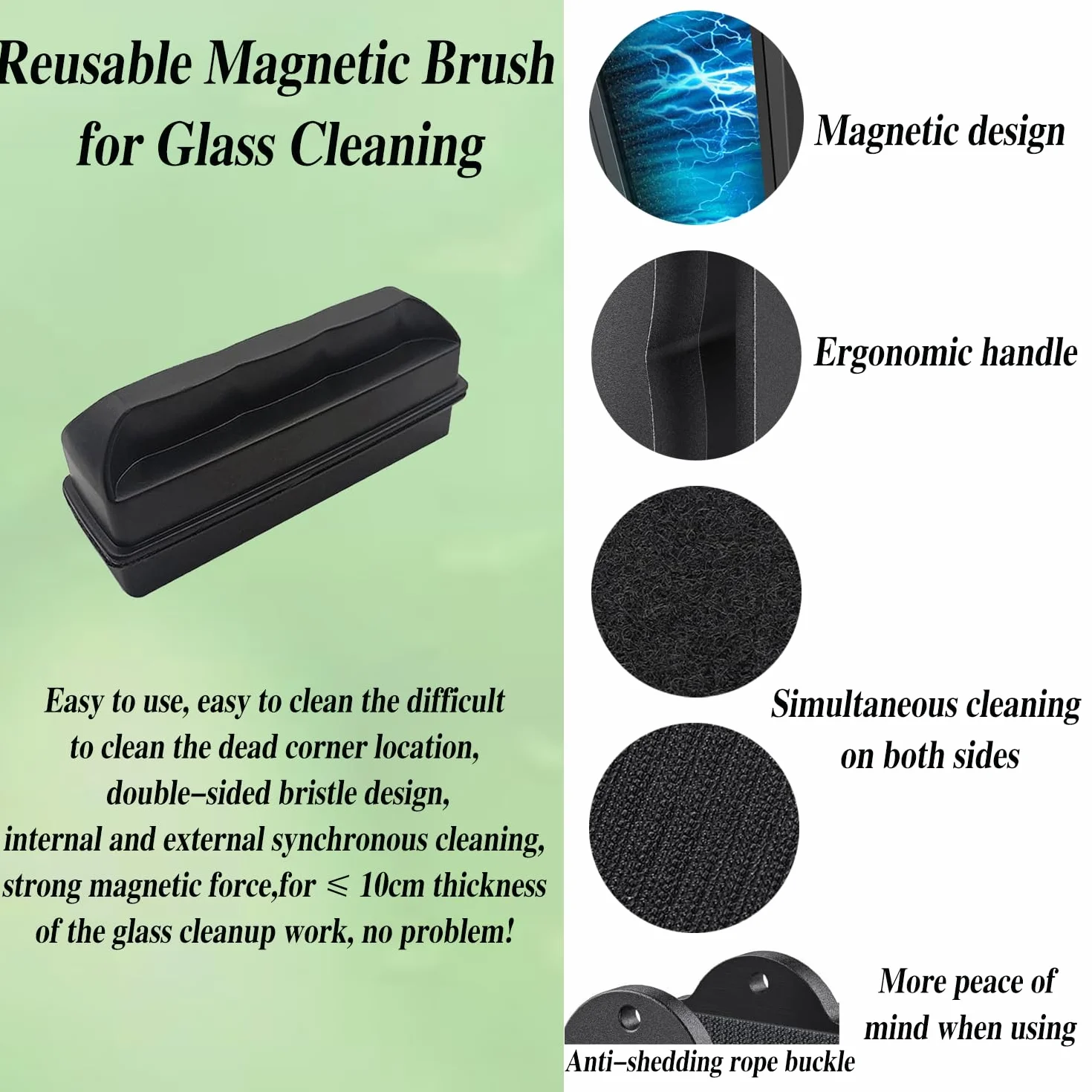 Nettoyeur de vitre magnétique pour aquarium Verre Brosse ≤10 mm