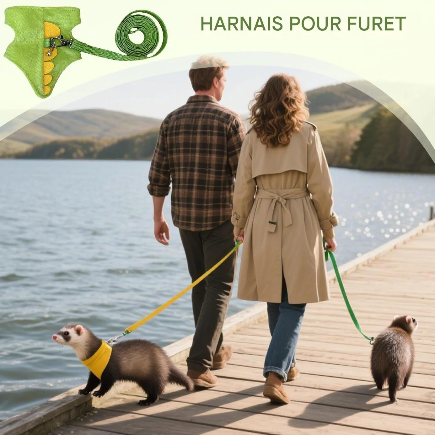 Harnais pour Furet,Harnais Et Laisse Ajustable Vêtement pour Petit Animal - Vêtement Doux pour Petits Animaux de Compagnie pour Sorties Quotidiennes Photos de Chinchillas Aventure Extérieure Chaton
