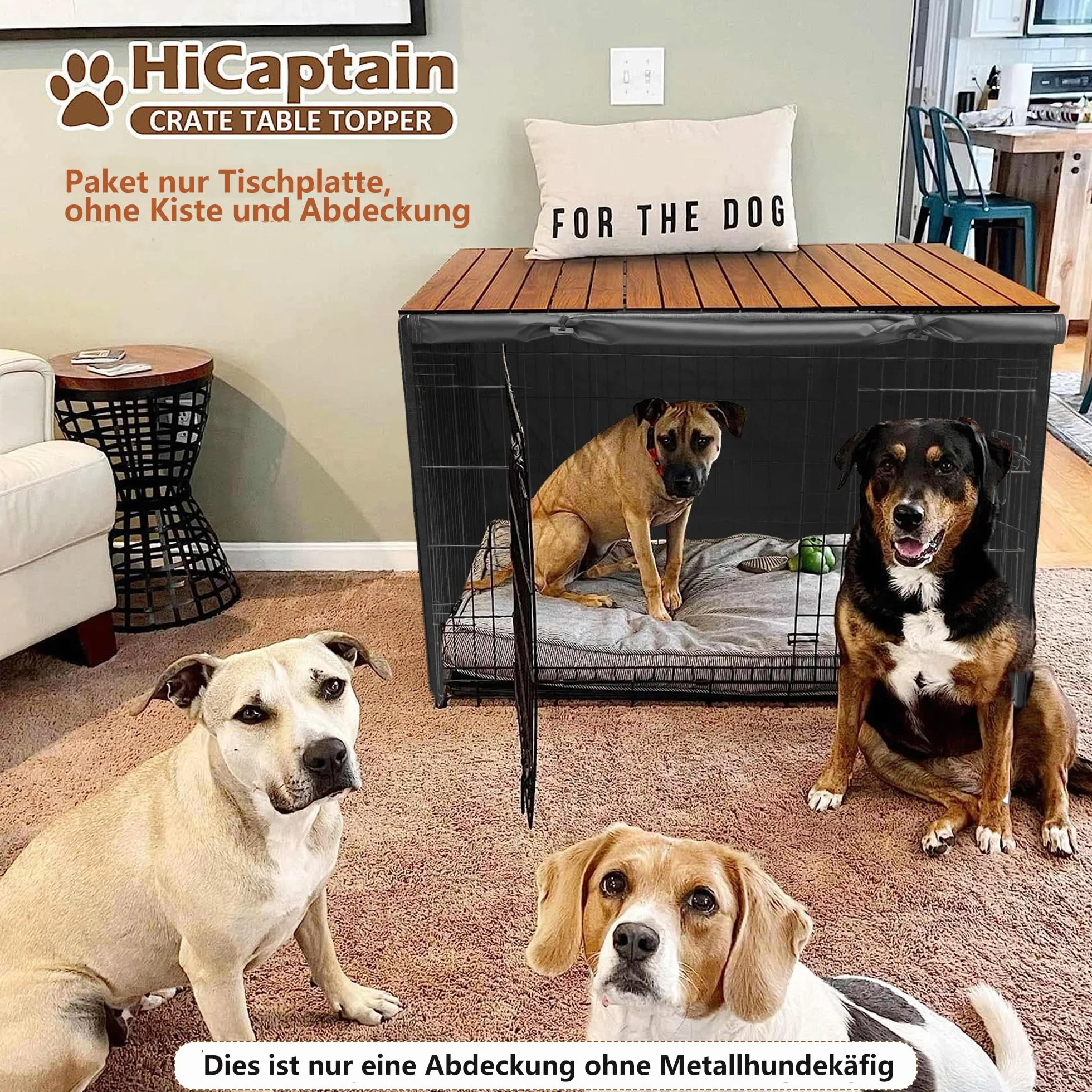 HiCaptain Housse de cage pour chien imperméable résistante au vent double porte 124 x 78 x 81 cm