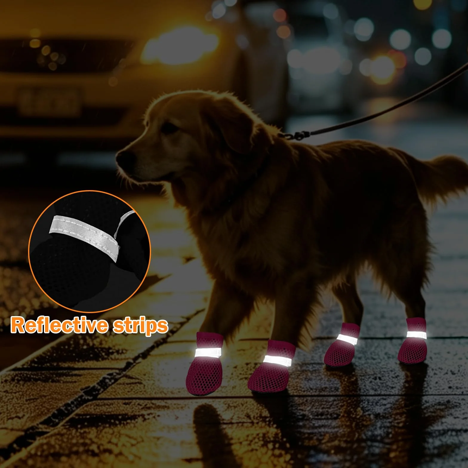 Bottes de Protection Chien Respirant Été, Chaussures pour Chiens 4 PCS, Rose