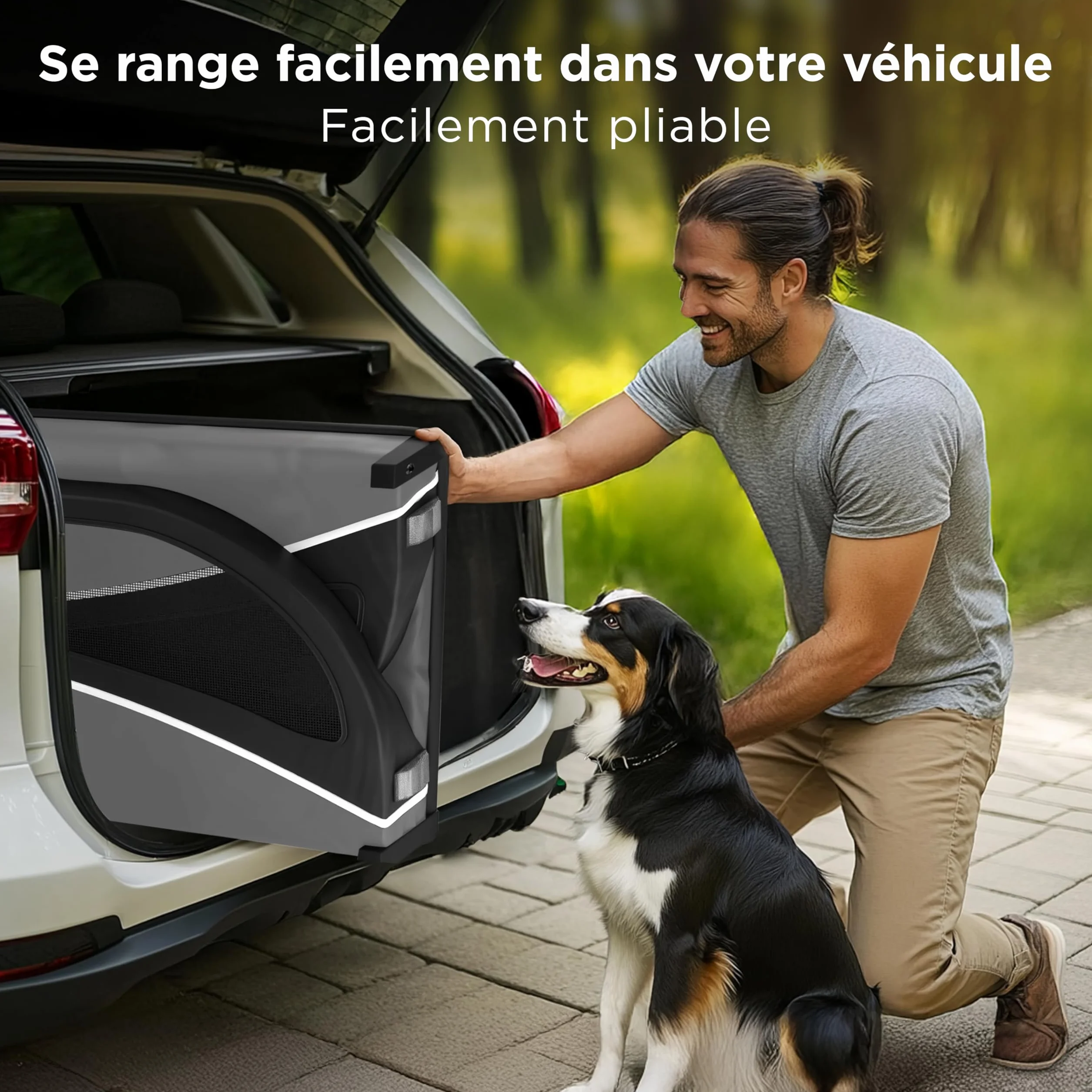 Remorque Velo Chien – Chariot Pliable avec attelage et réflecteurs – Carriole étanche Jusqu’à 40 kg – Compatible avec vélos électriques – Noir