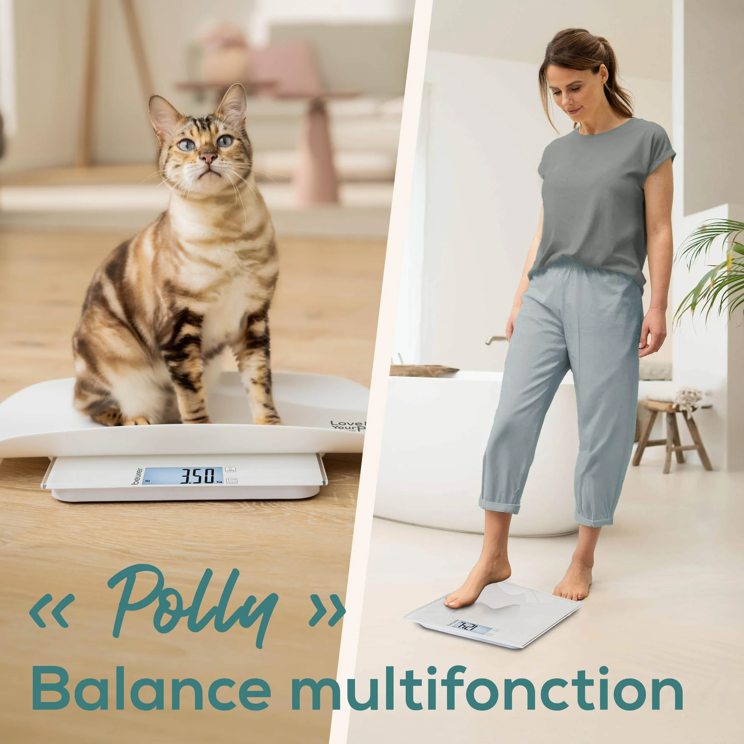 Beurer Love Your Pet Balance Polly pèse-personne 180 kg plateau amovible fonction Hold