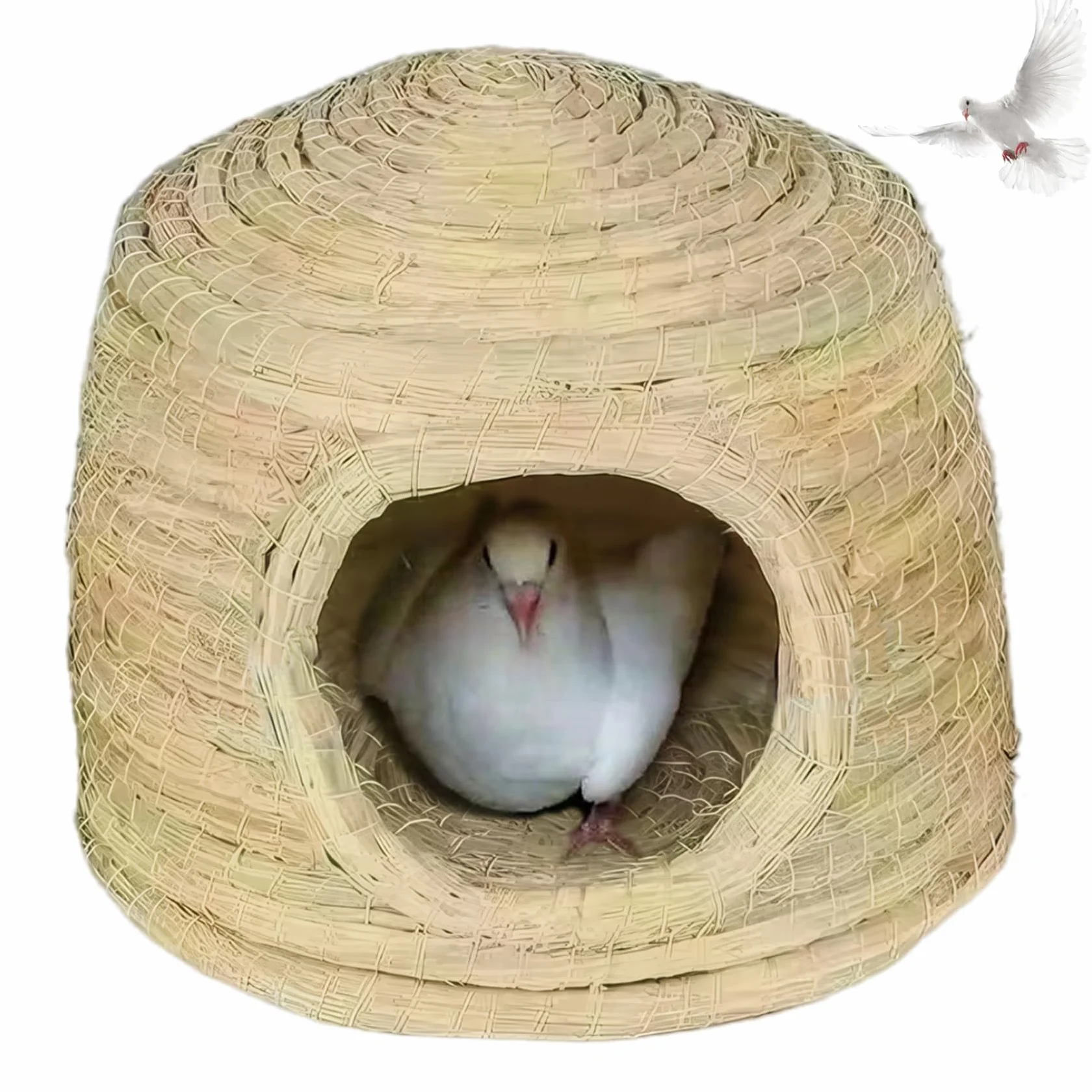 Nichoir en paille pour cage d'oiseau, maison d'oiseau portable pour perruche et pigeon