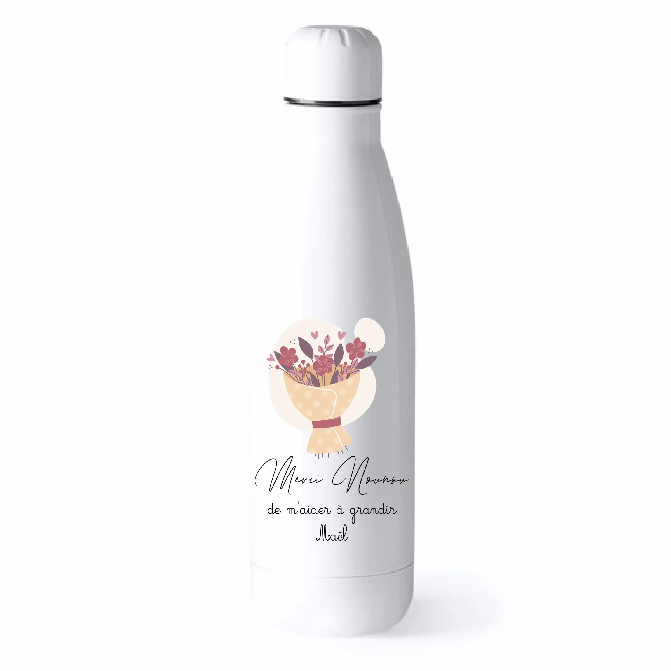 Gourde isotherme personnalisée 750 ml prénom enfant – Merci Nounou cadeau fin d'année