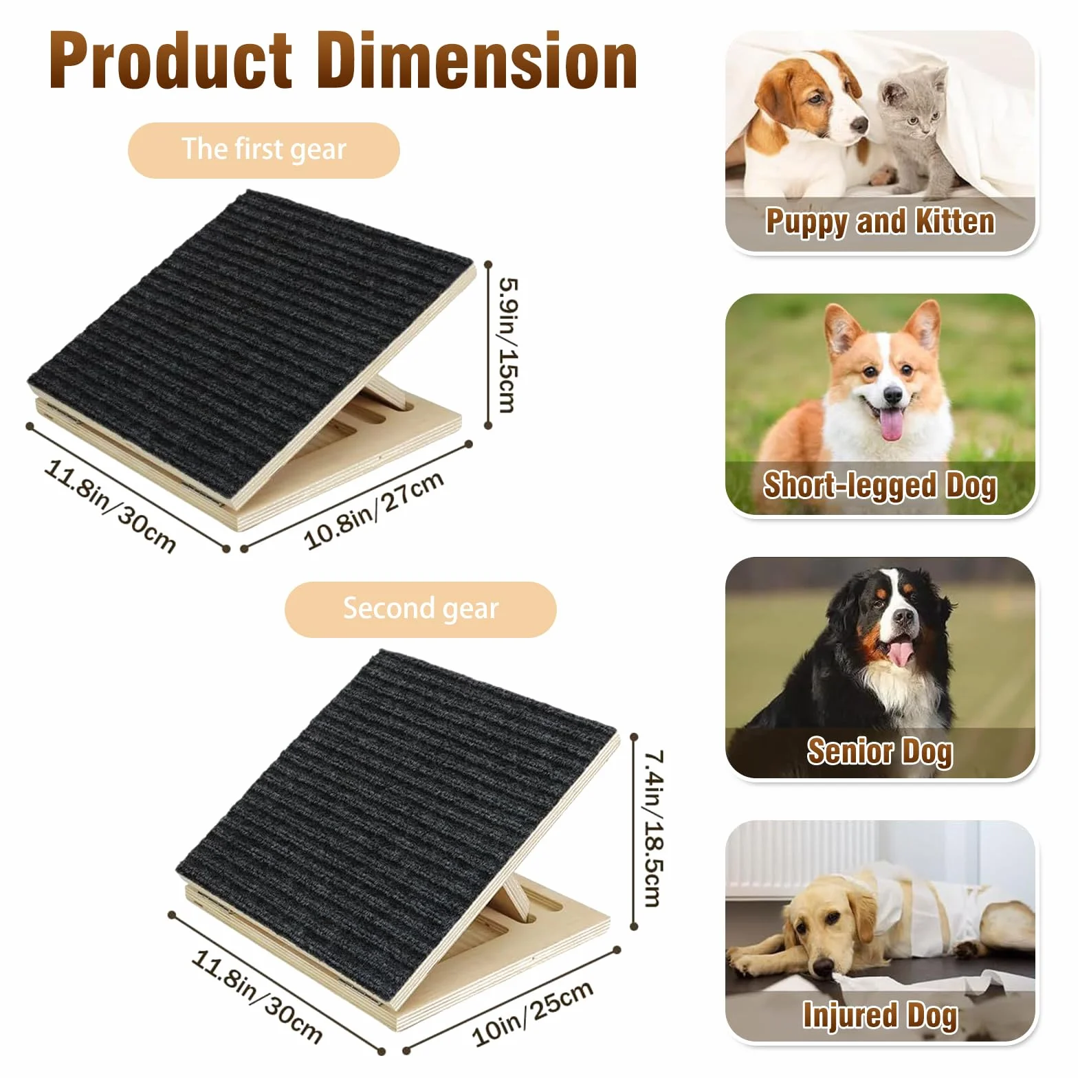 Rampe Chien, Escalier pour Chien Voiture Pliable, Antidérapant Et Sécurisé, Pas Besoin D’Assemblage, Rampe pour Animaux aux Pattes Courtes, Agés Ou Blessés