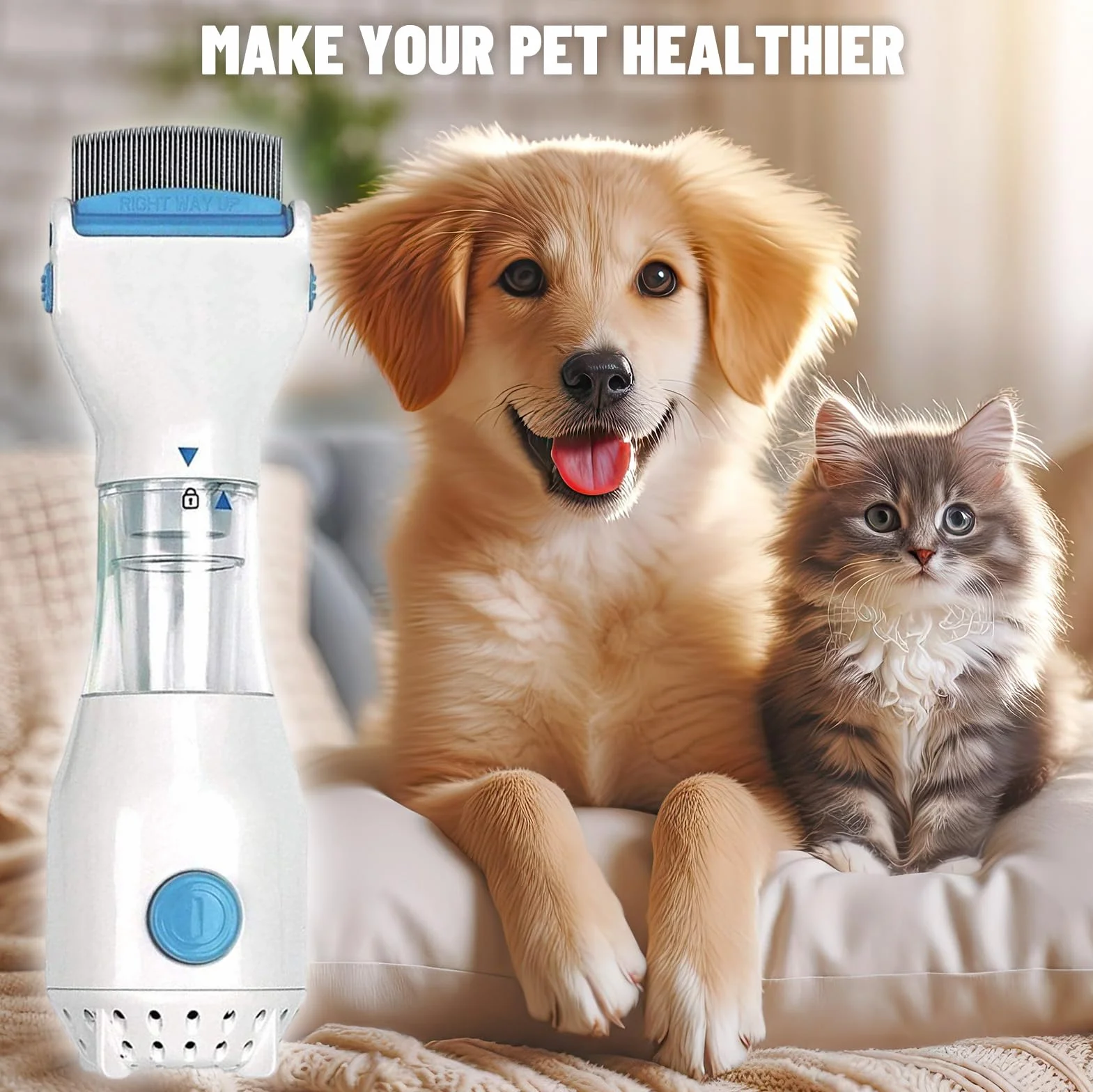 Peigne à puces électrique pour chien avec 3 sacs filtrants pour chiens et chats, anti-puces et tiques