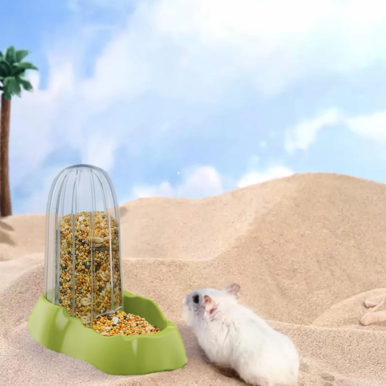 Distributeur Automatique de Nourriture pour Hamster, Vert