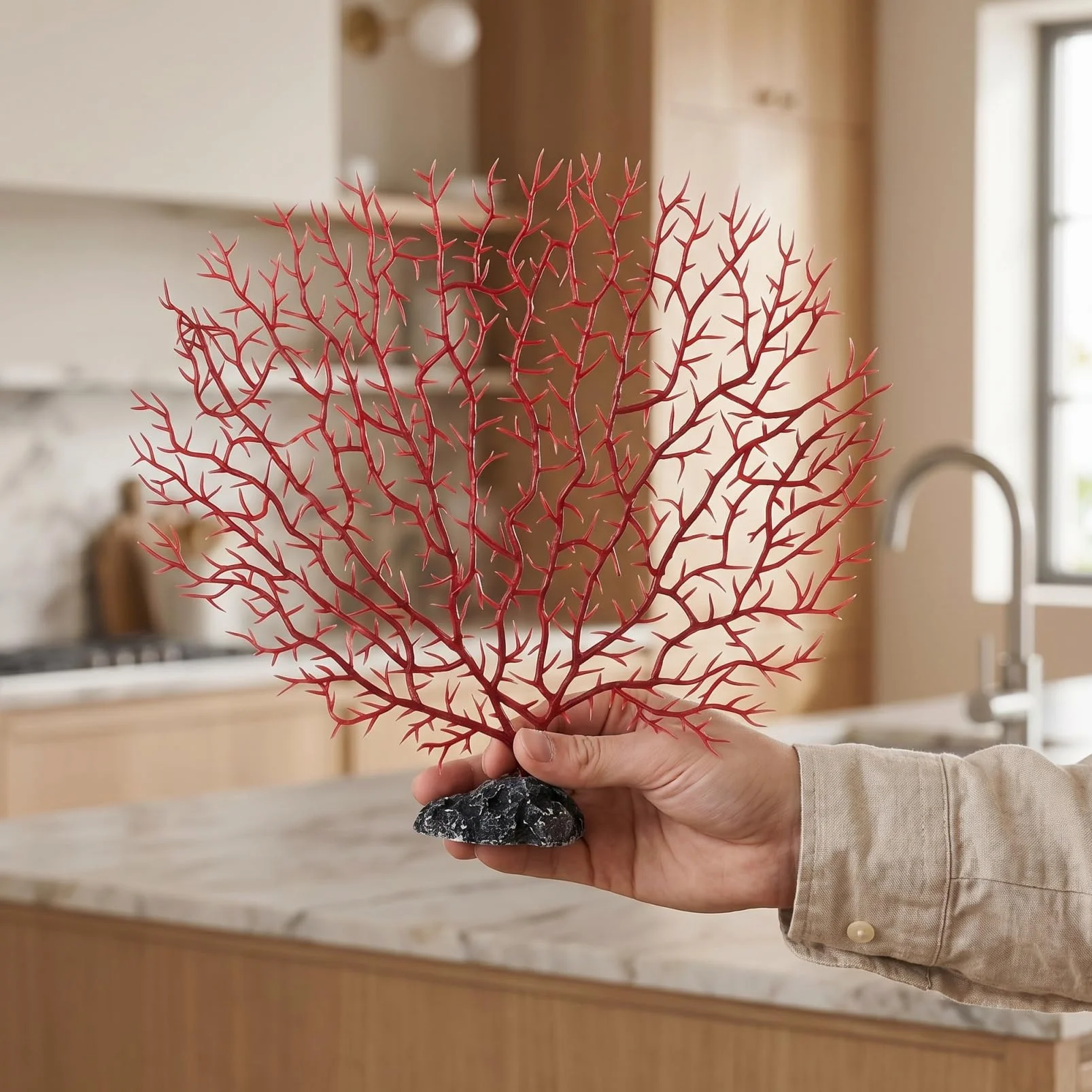 Lot De 2 Branches De Corail Artificielles pour Aquarium Plantes Plastiques Ornementales Taille Moyenne Décoration Naturelle