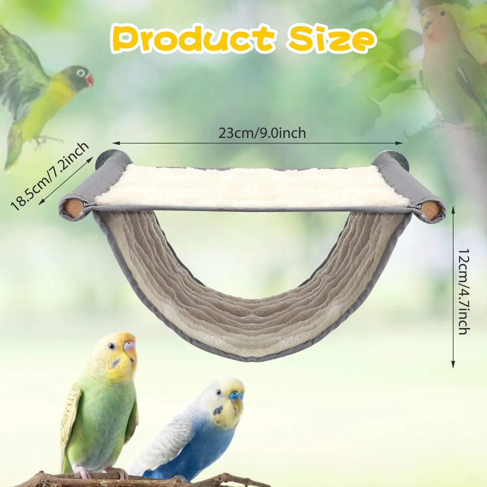 Hamac à Oiseaux lit Superposé Nid Cage Suspendu Peluche Douce Accessoires Perruche Calopsittes Pinsons Gris