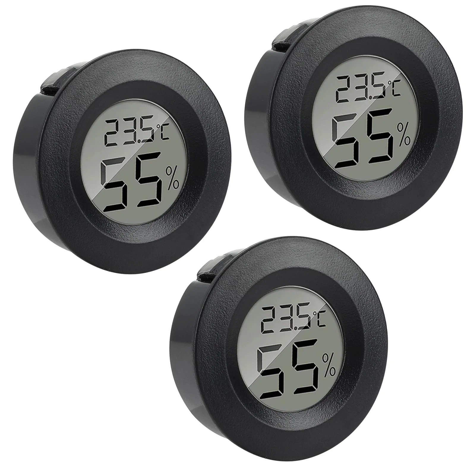 3Pcs Mini Thermomètre Hygromètre Interieur, Digital LCD Température Humidité Moniteur pour Chambre Bebe Bureau Cuisine Humidors Incubateurs Reptiles Tortues Aquarium
