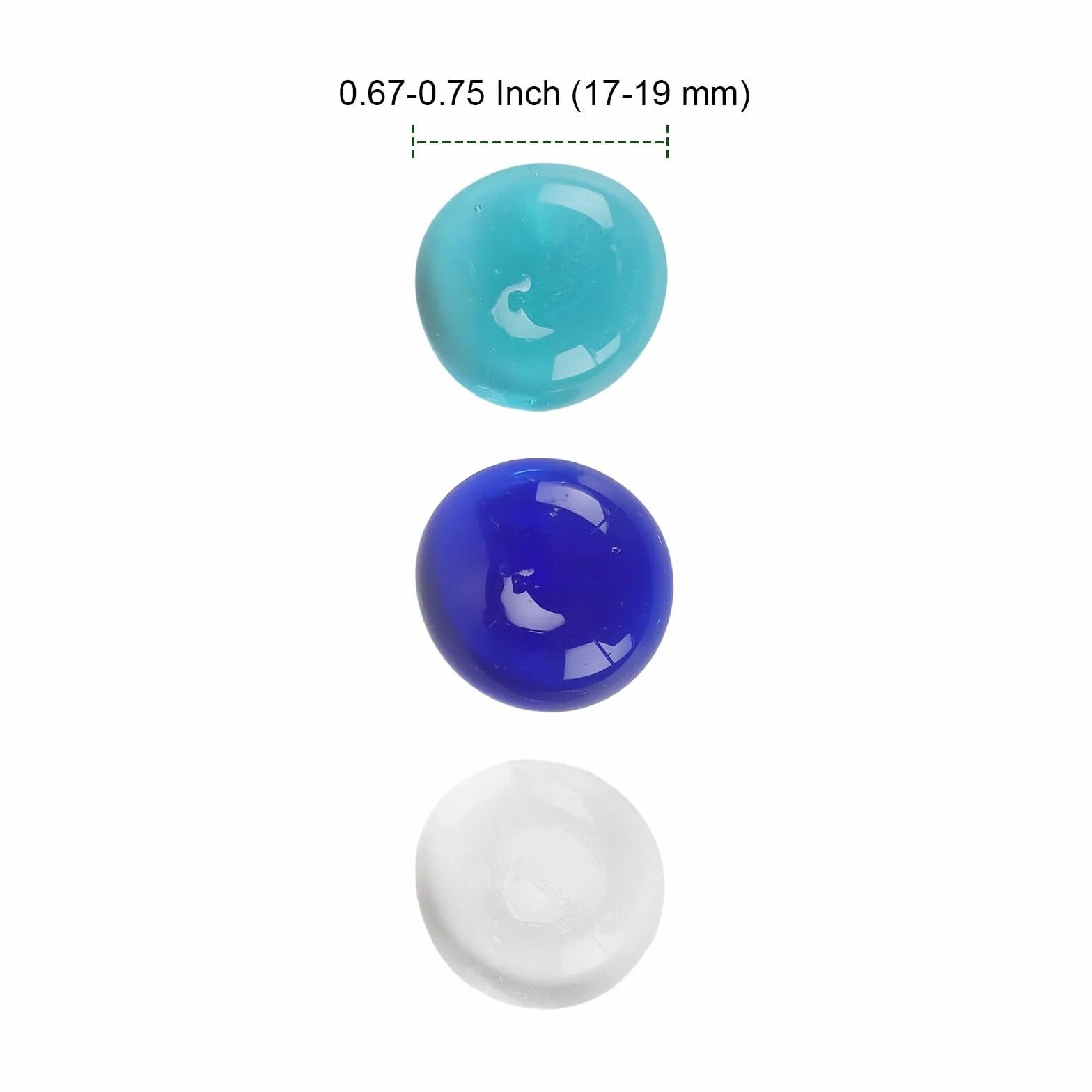 PINGEUI Lot 500 galets en verre décoratifs 17-19 mm transparent bleu mer pour vase aquarium pot fleurs