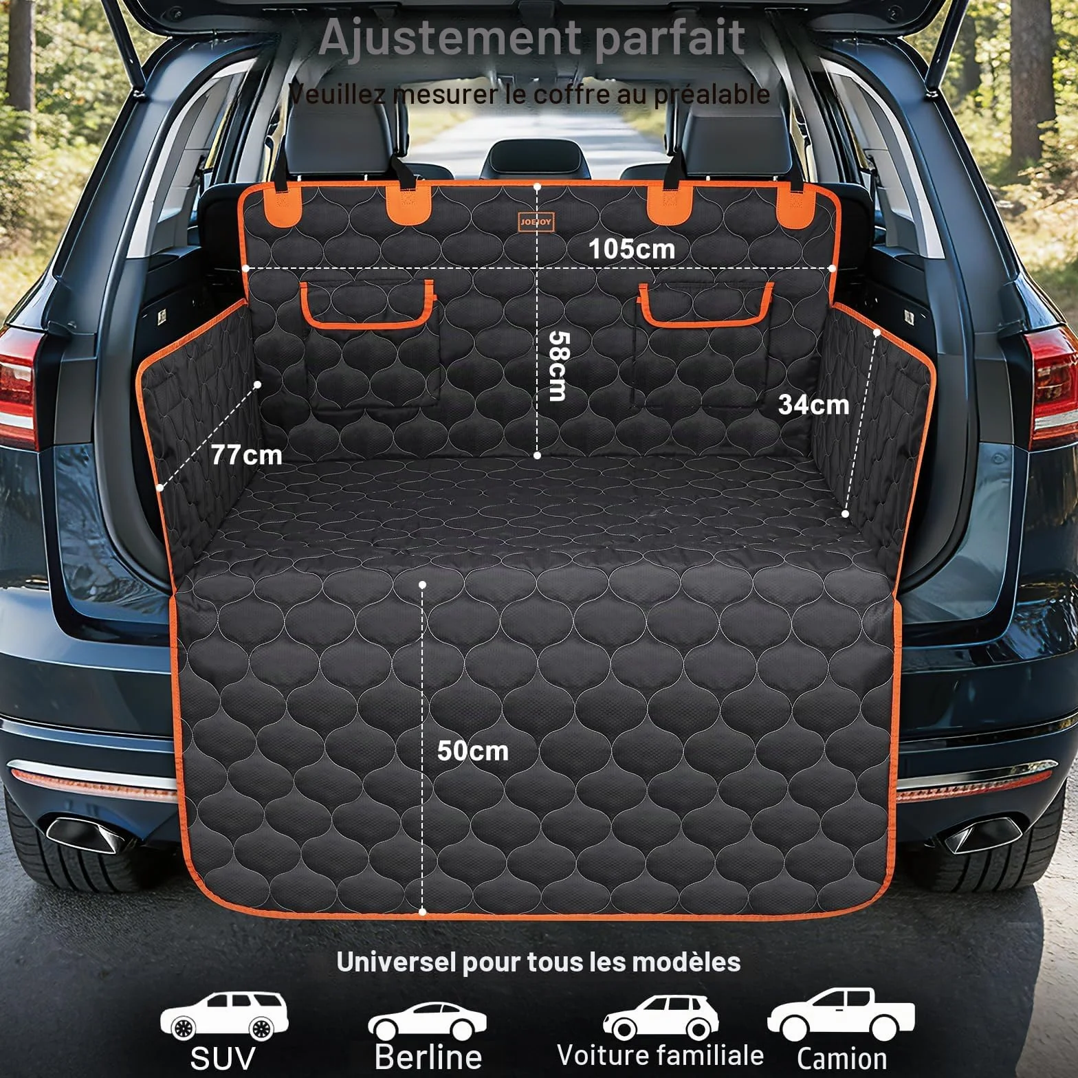 JOEJOY Protection Coffre Voiture Chien, Universel Housse Imperméable Anti-Rayures