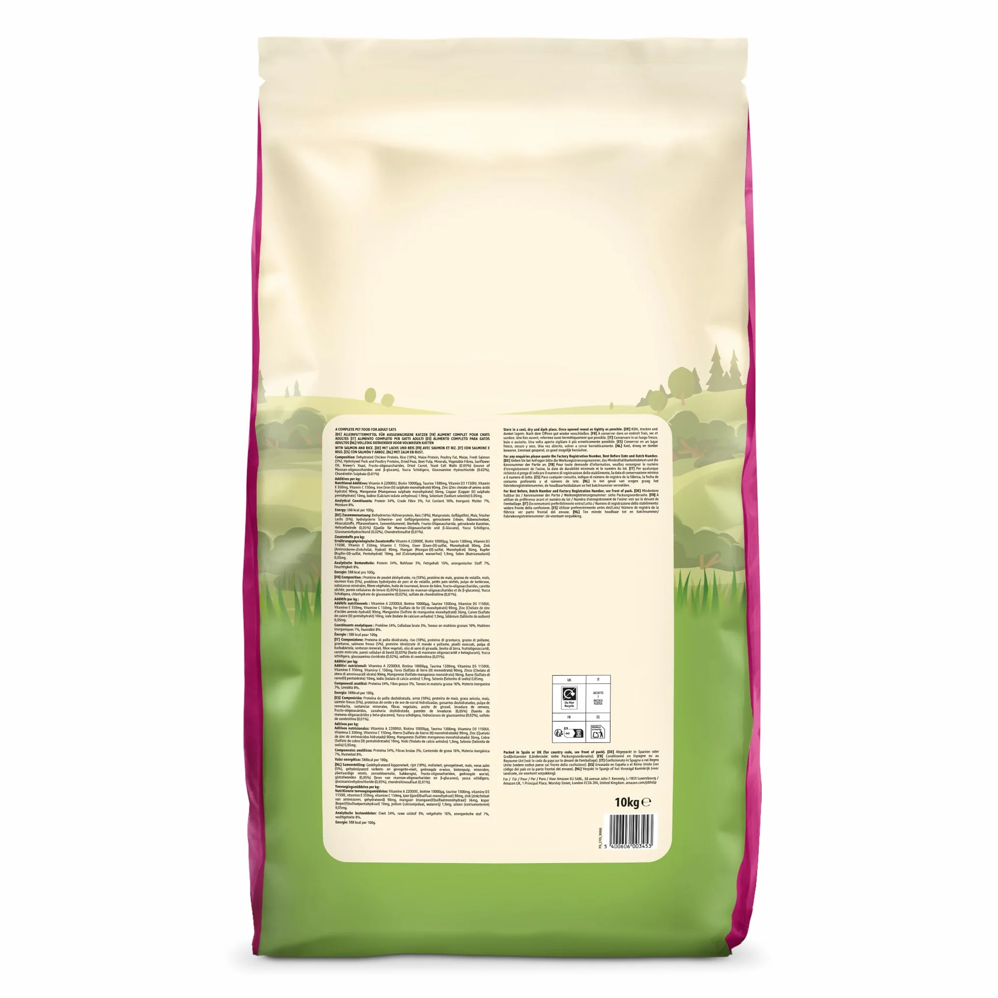 Amazon Complete Croquettes pour chats adultes au Saumon & riz, 10 kg